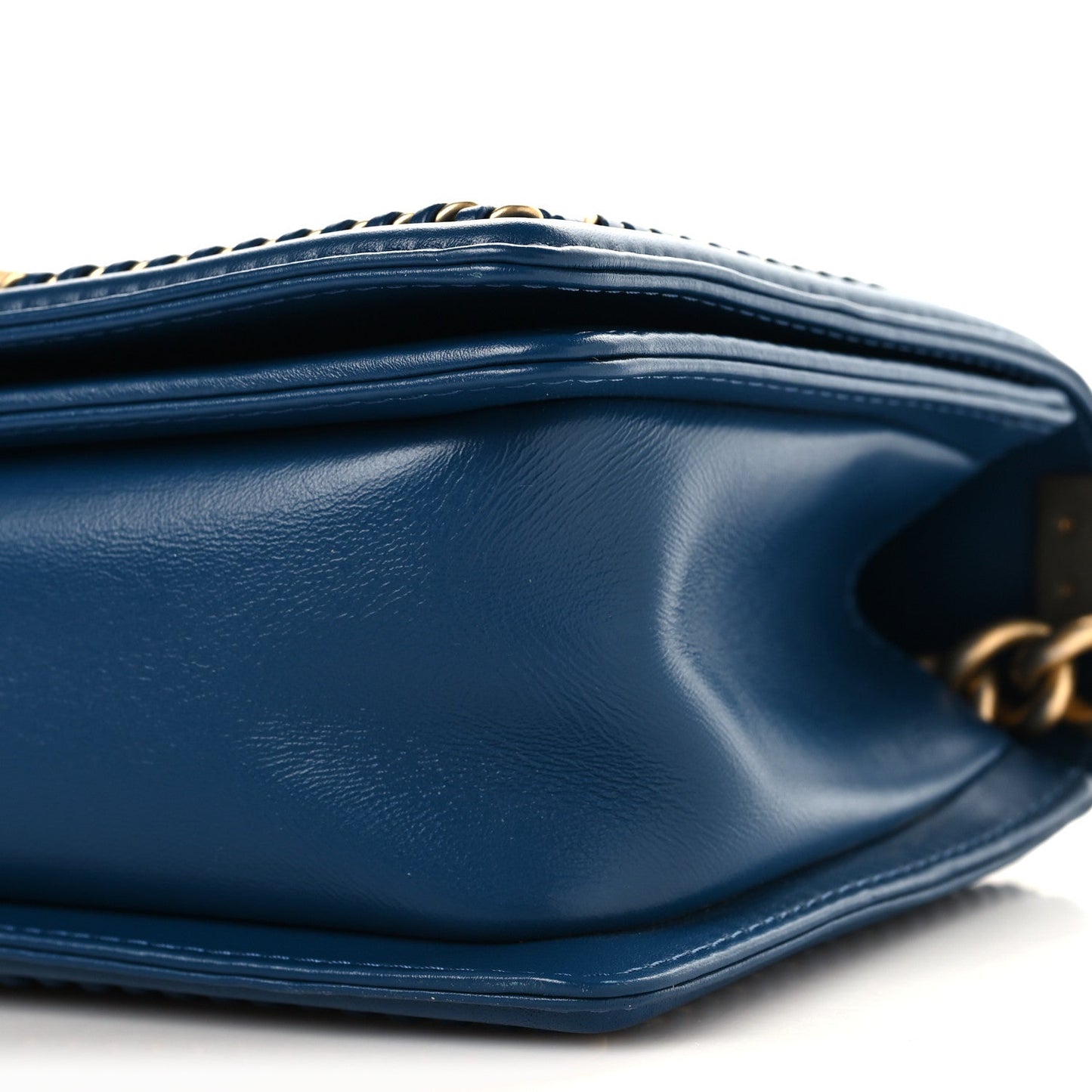 Calfskin Quilted Medium Boy Top Handle Flap Blue