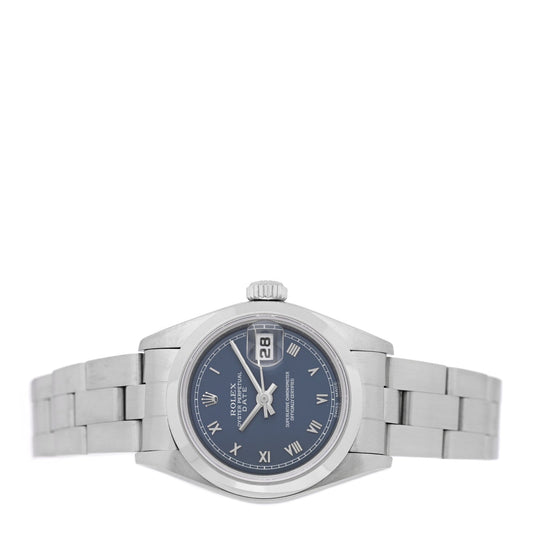Stainless Steel 26mm Oyster Perpetual Date Watch Blue Roman 69160