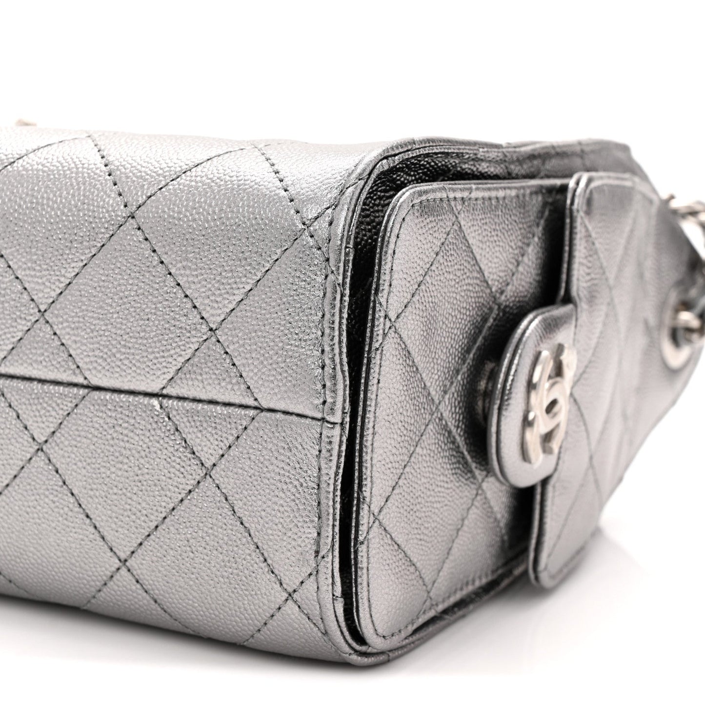Metallic Caviar Quilted Mini Chanel 25 Handbag Anthracite
