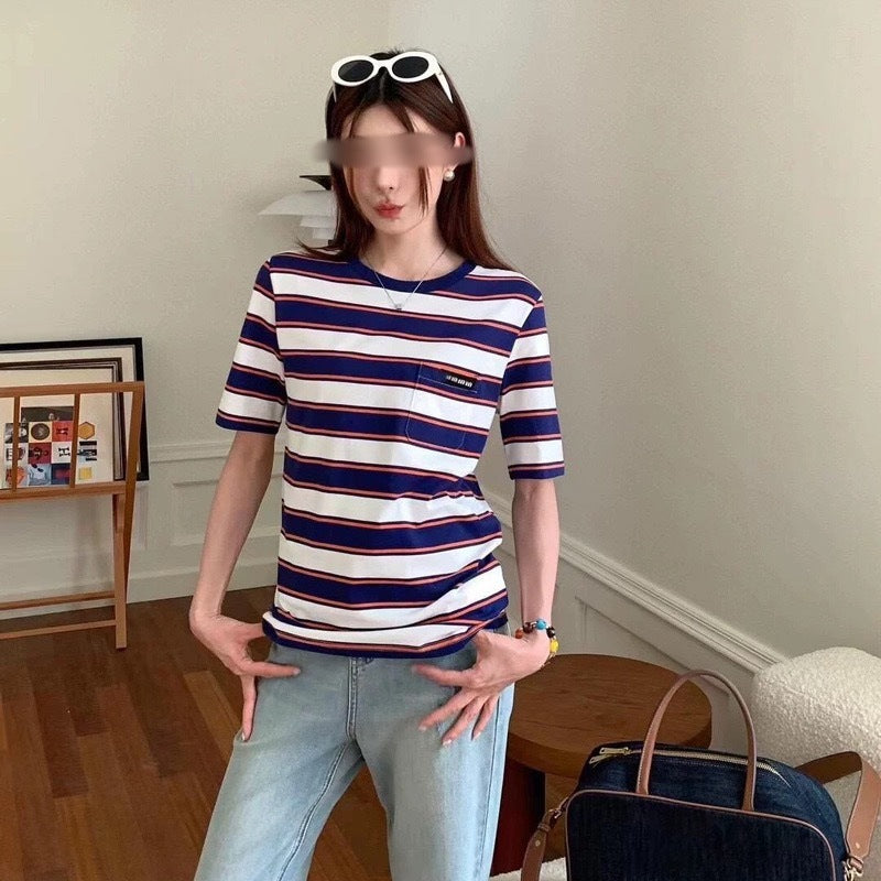 Miu Miu Strip Short Sleeve Shirt