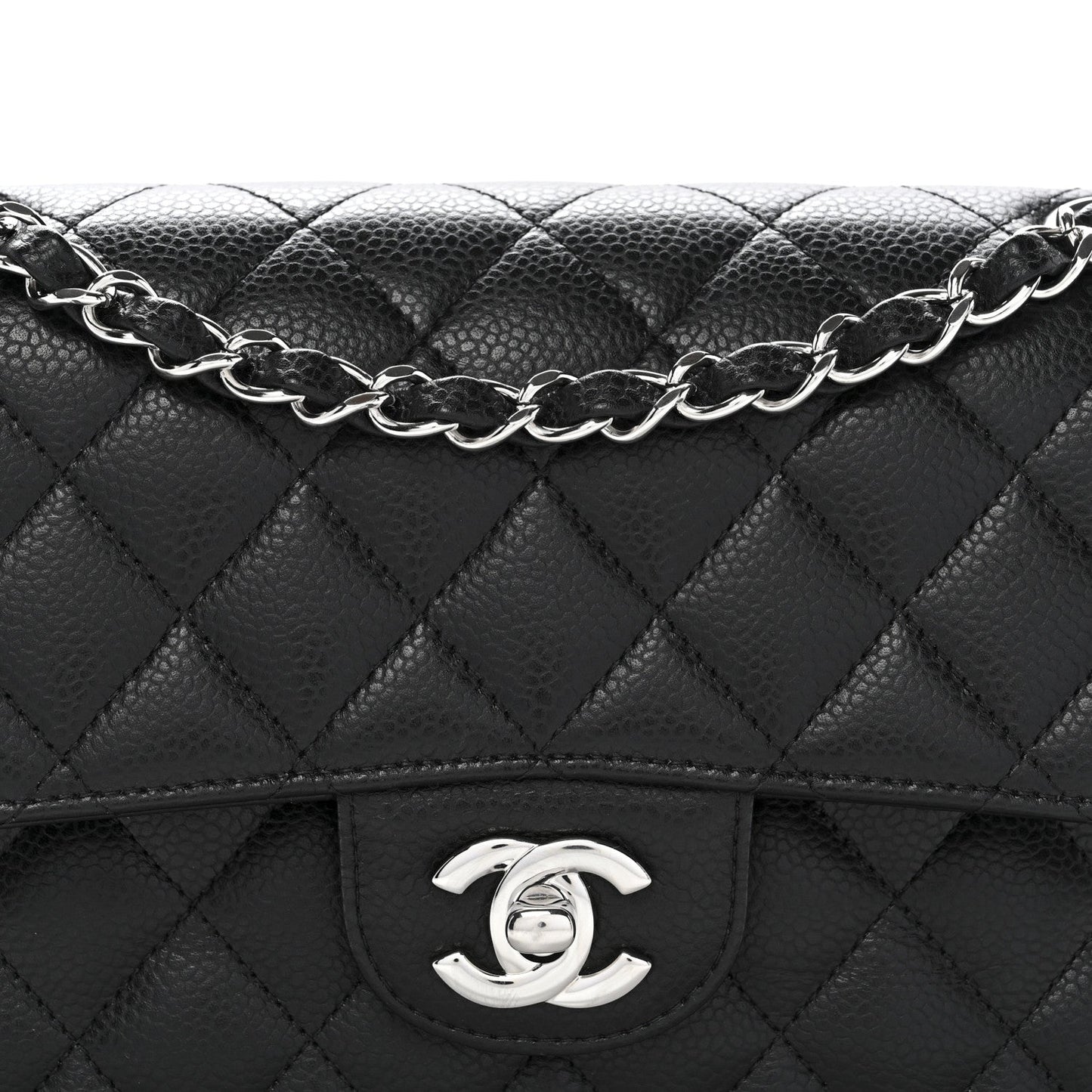 Caviar Quilted Small Double Flap Black