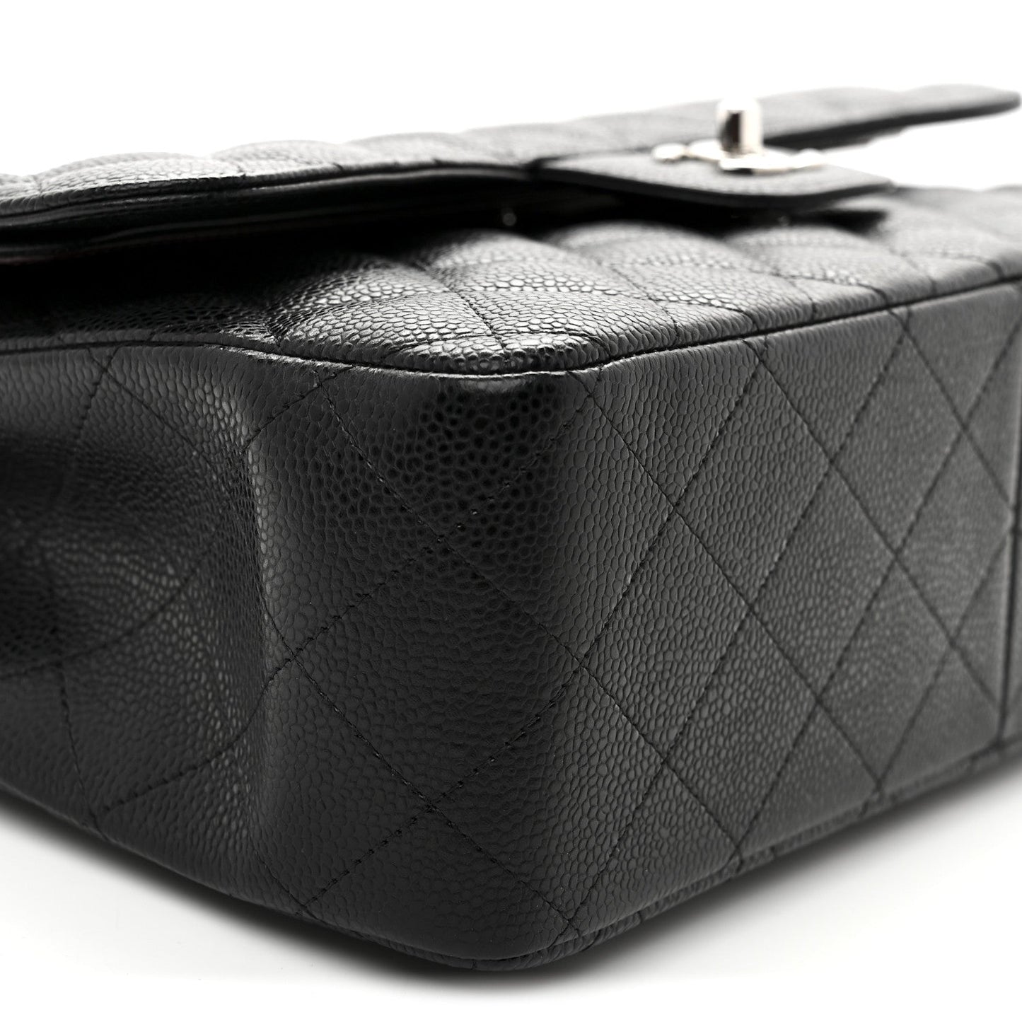 Caviar Quilted Jumbo Double Flap Black