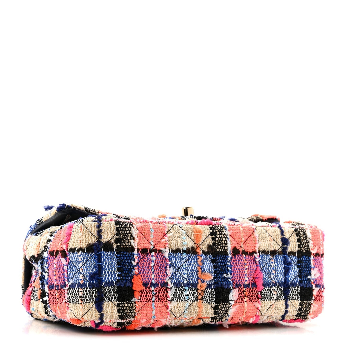 Tweed Quilted Mini Rectangular Flap Blue Orange Pink