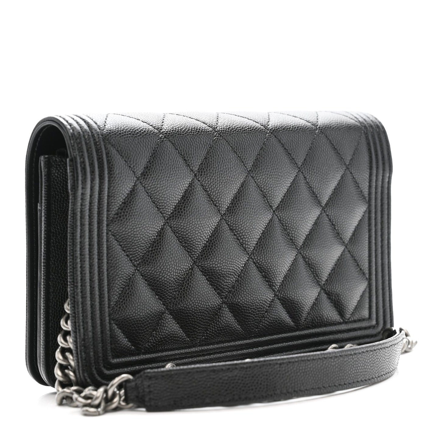 Caviar Quilted Boy Wallet On Chain WOC Black