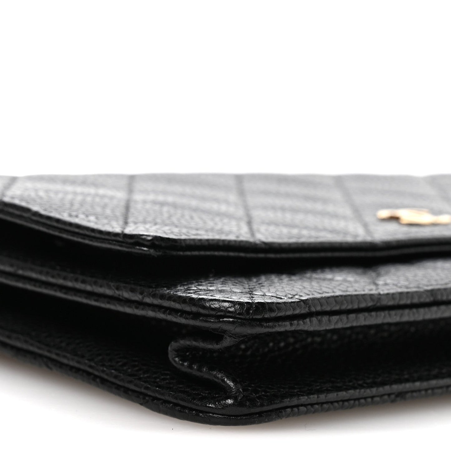 Caviar Quilted Wallet on Chain WOC Black