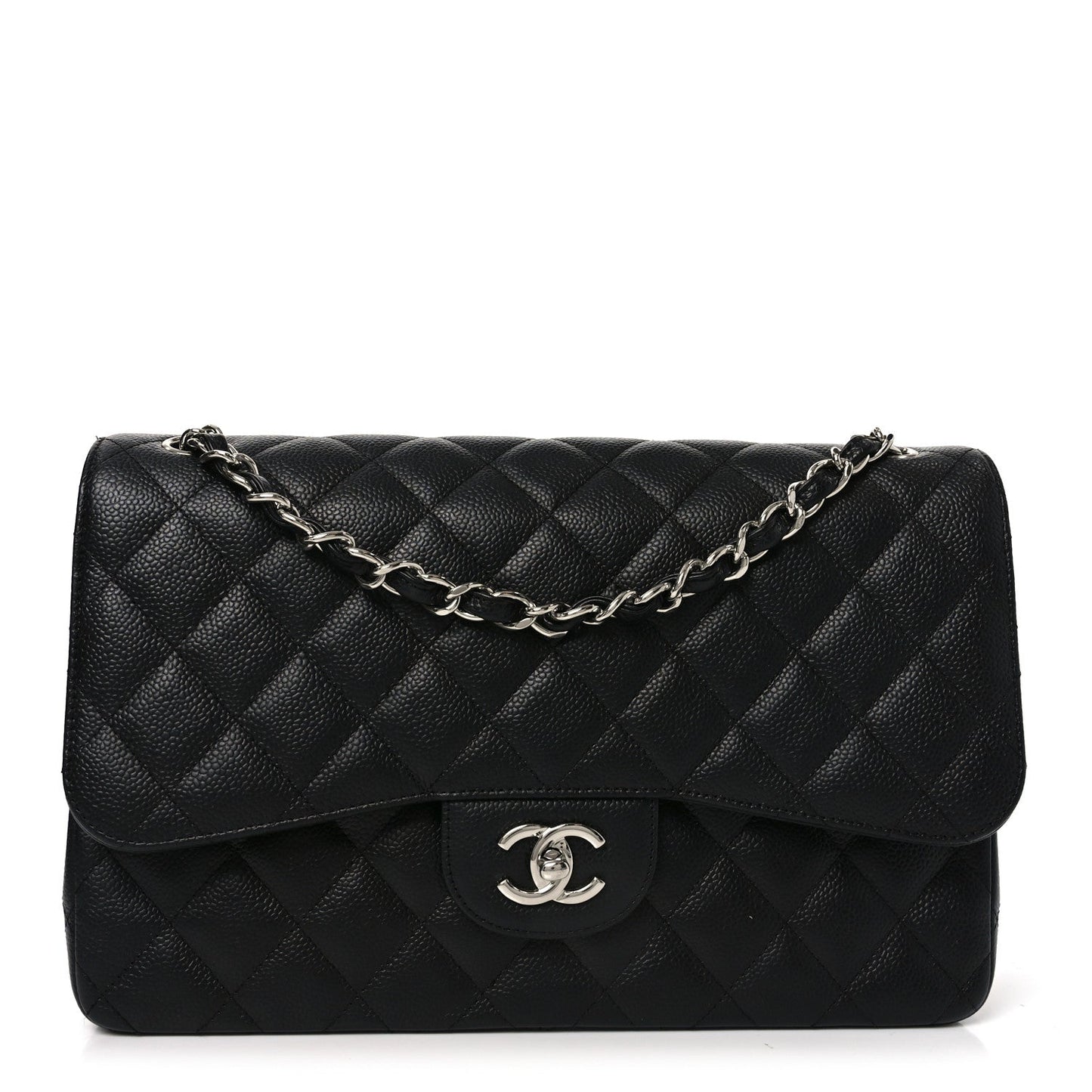 Caviar Quilted Jumbo Double Flap Black