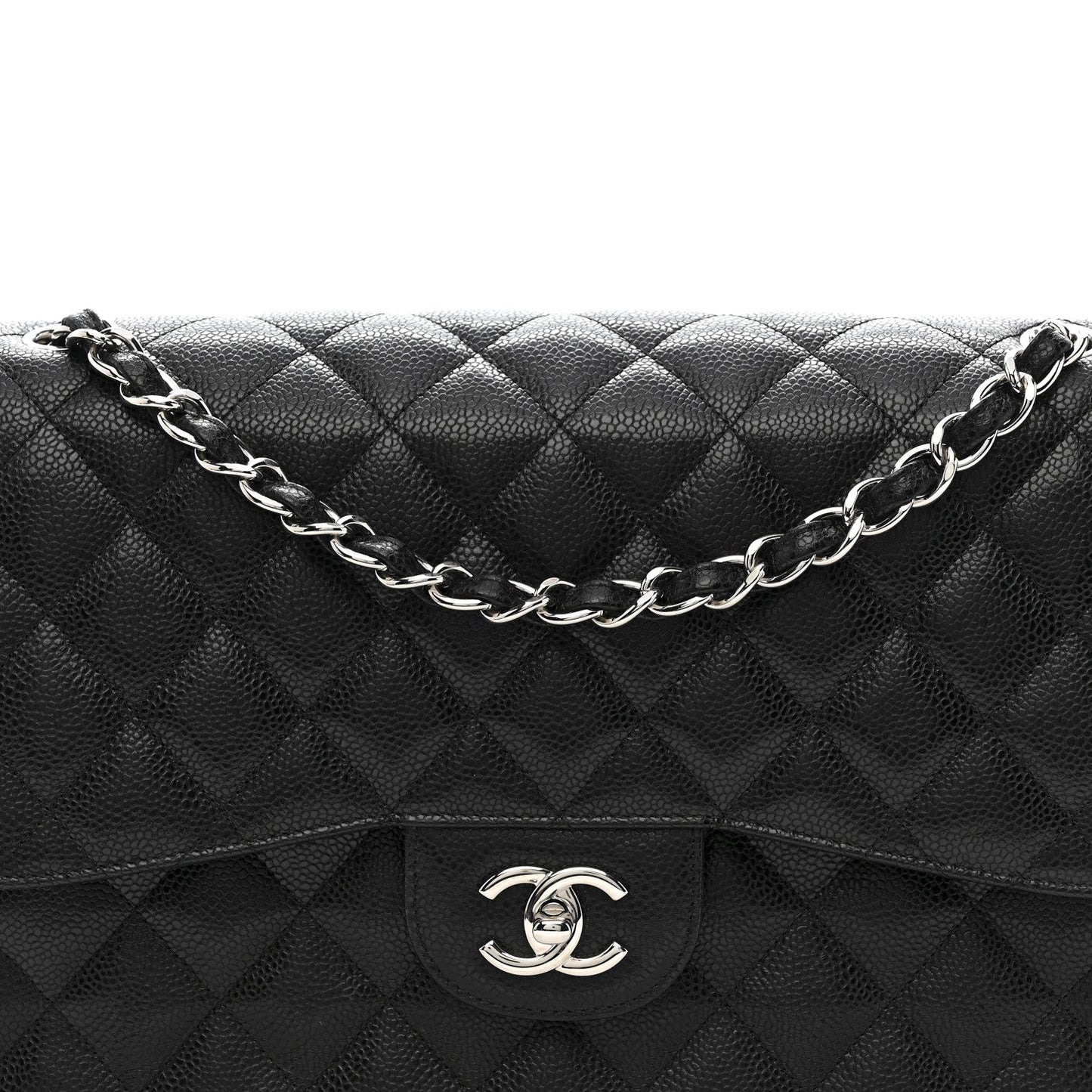 Caviar Quilted Jumbo Double Flap Black