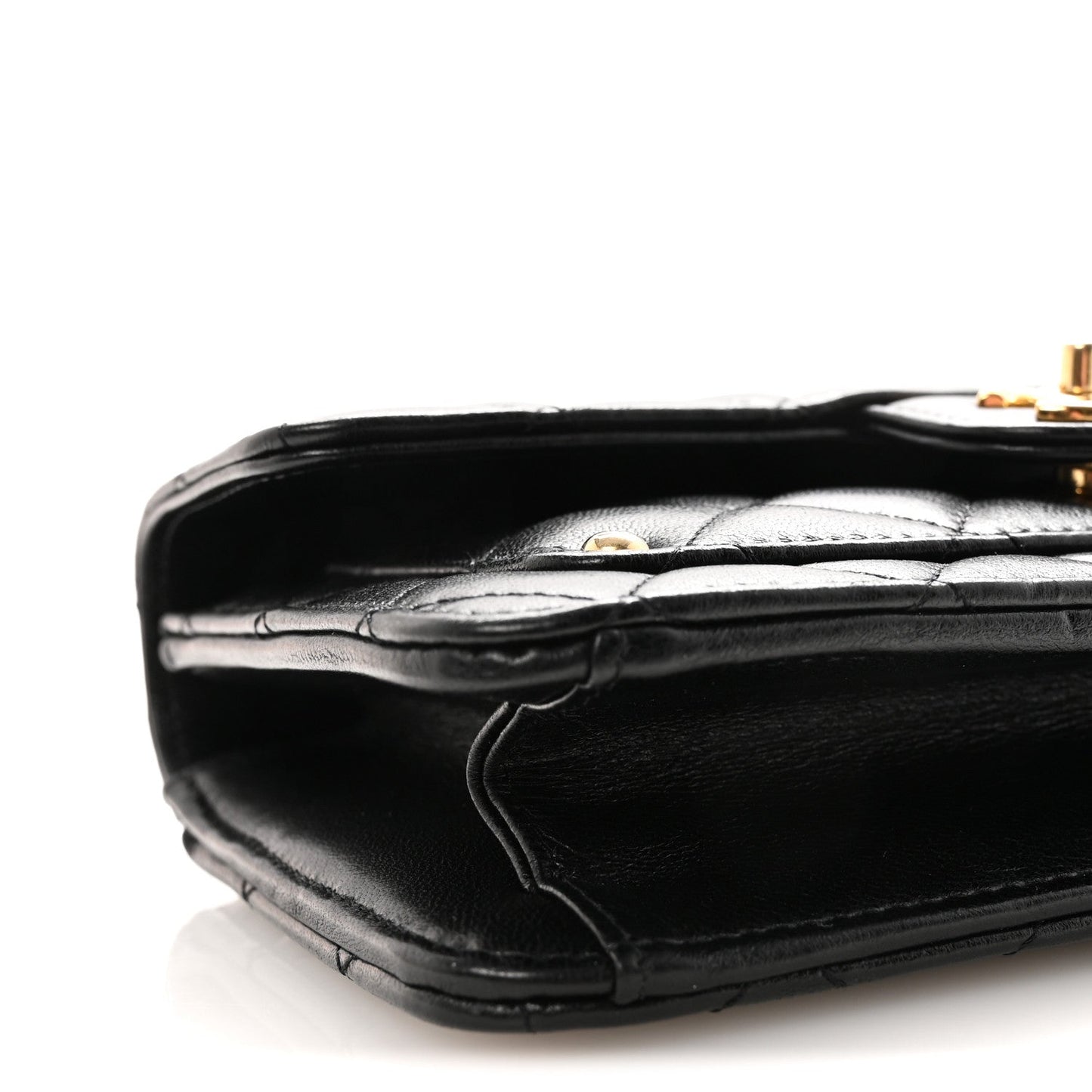 Lambskin Quilted Preppy Satchel Wallet On Chain WOC Black
