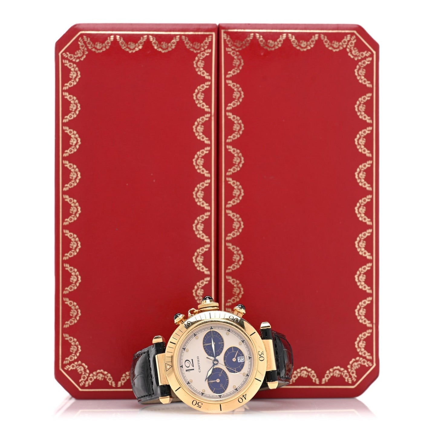 18K Yellow Gold Alligator 38mm Pasha Chronograph Quartz Watch