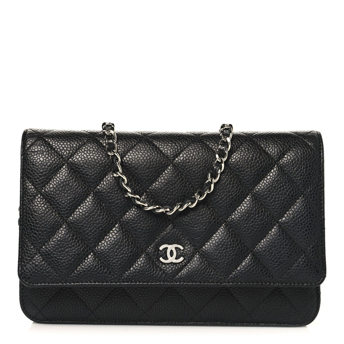 Caviar Quilted Wallet on Chain WOC Black