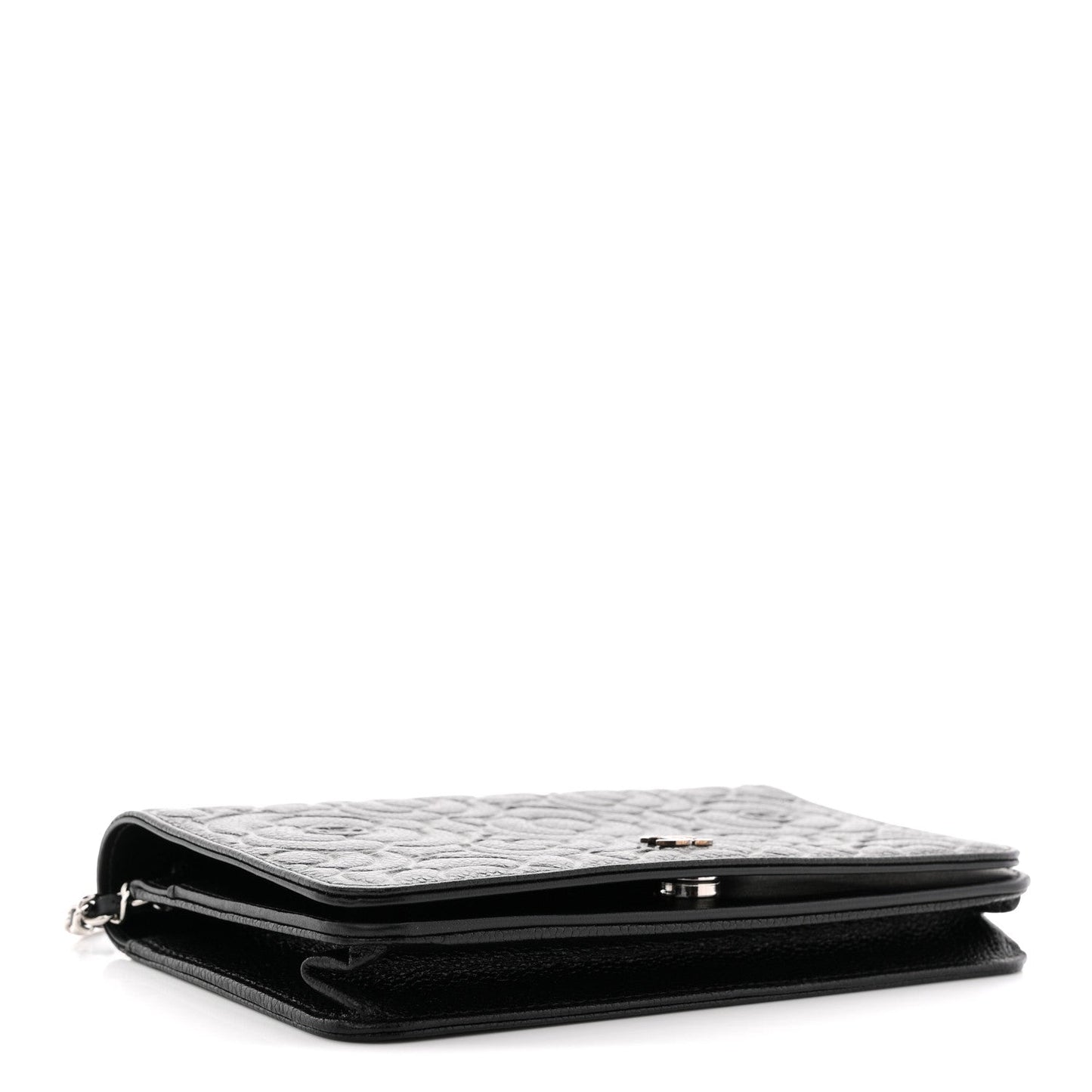 Caviar Camellia Embossed Wallet On Chain WOC Black