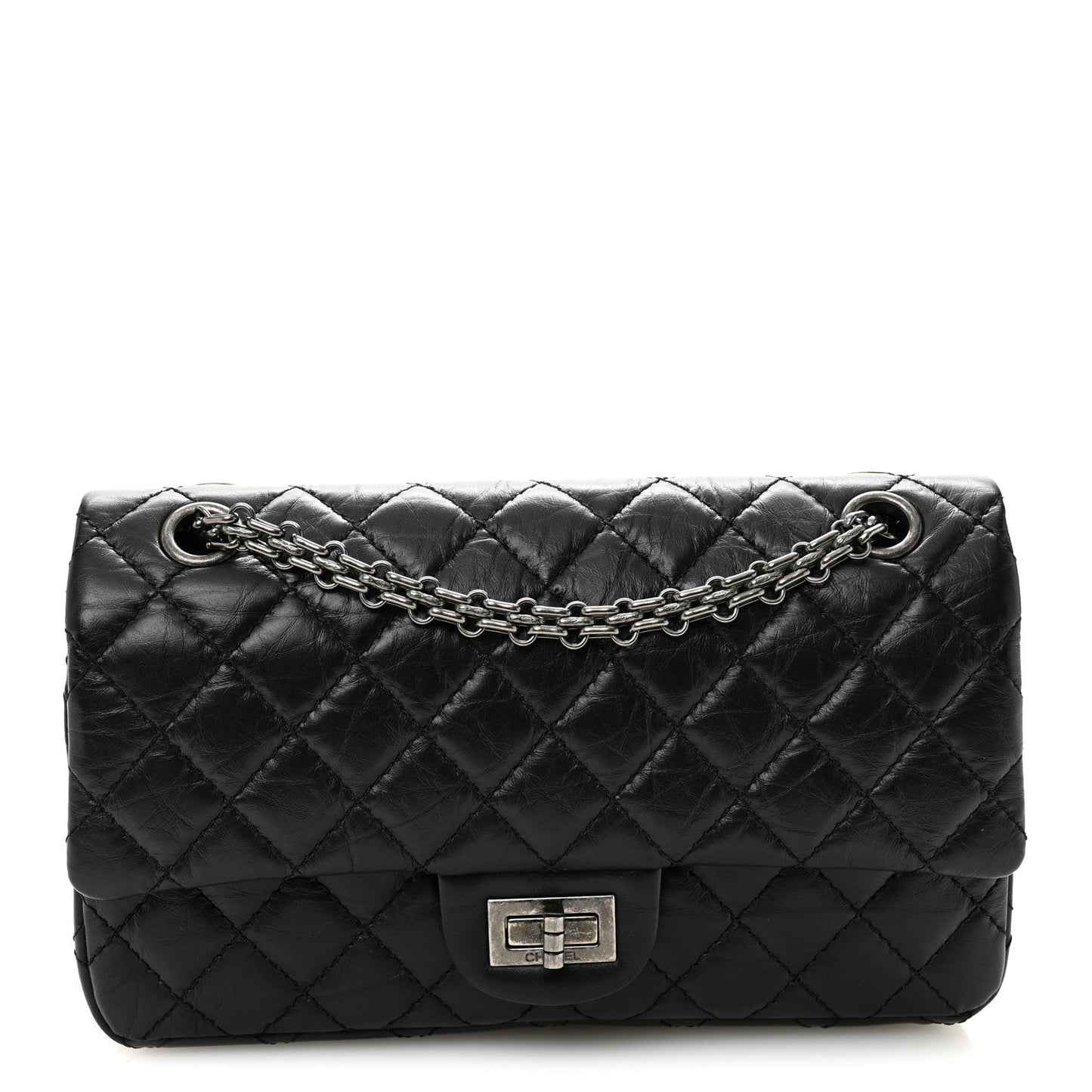Aged Calfskin Quilted 2.55 Reissue 225 Flap Black