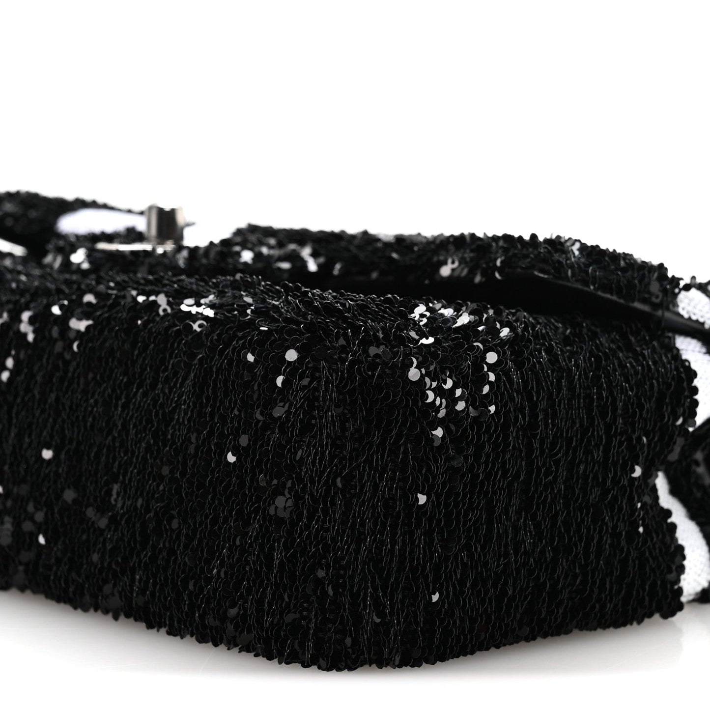 Sequin Ribbon Small Rectangular Flap Black White
