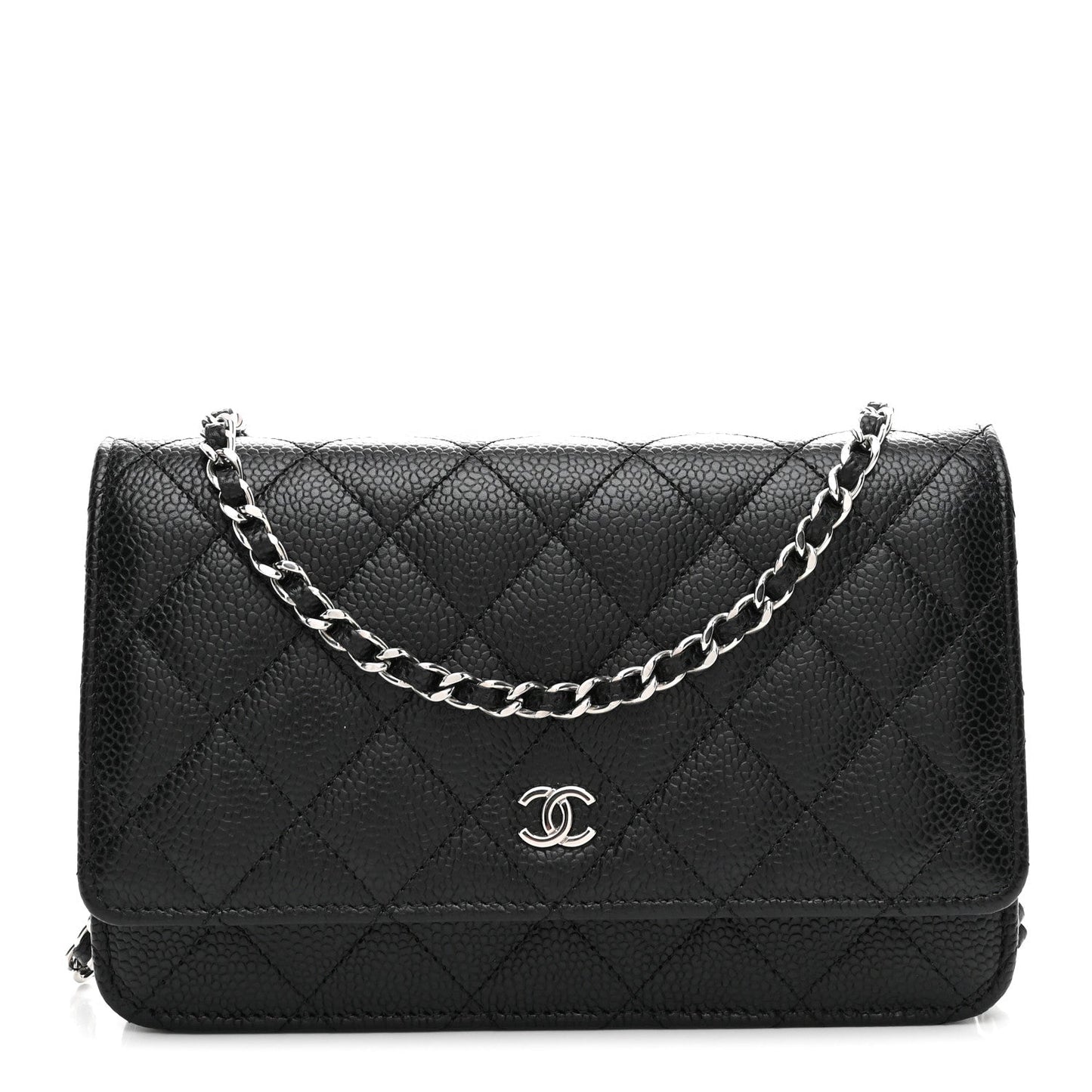 Caviar Quilted Wallet on Chain WOC Black