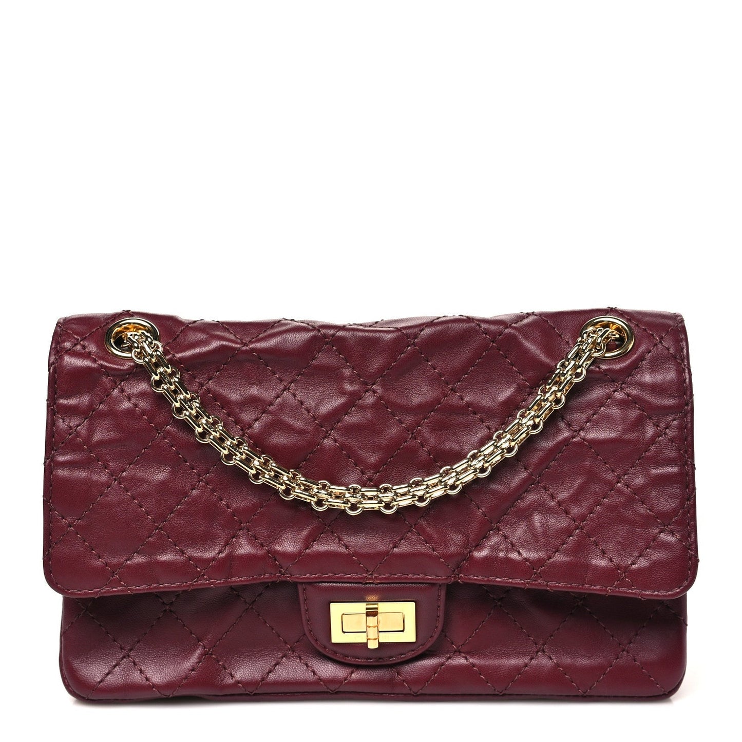 Lambskin Quilted Crush 2.55 Reissue 225 Flap Dark Burgundy