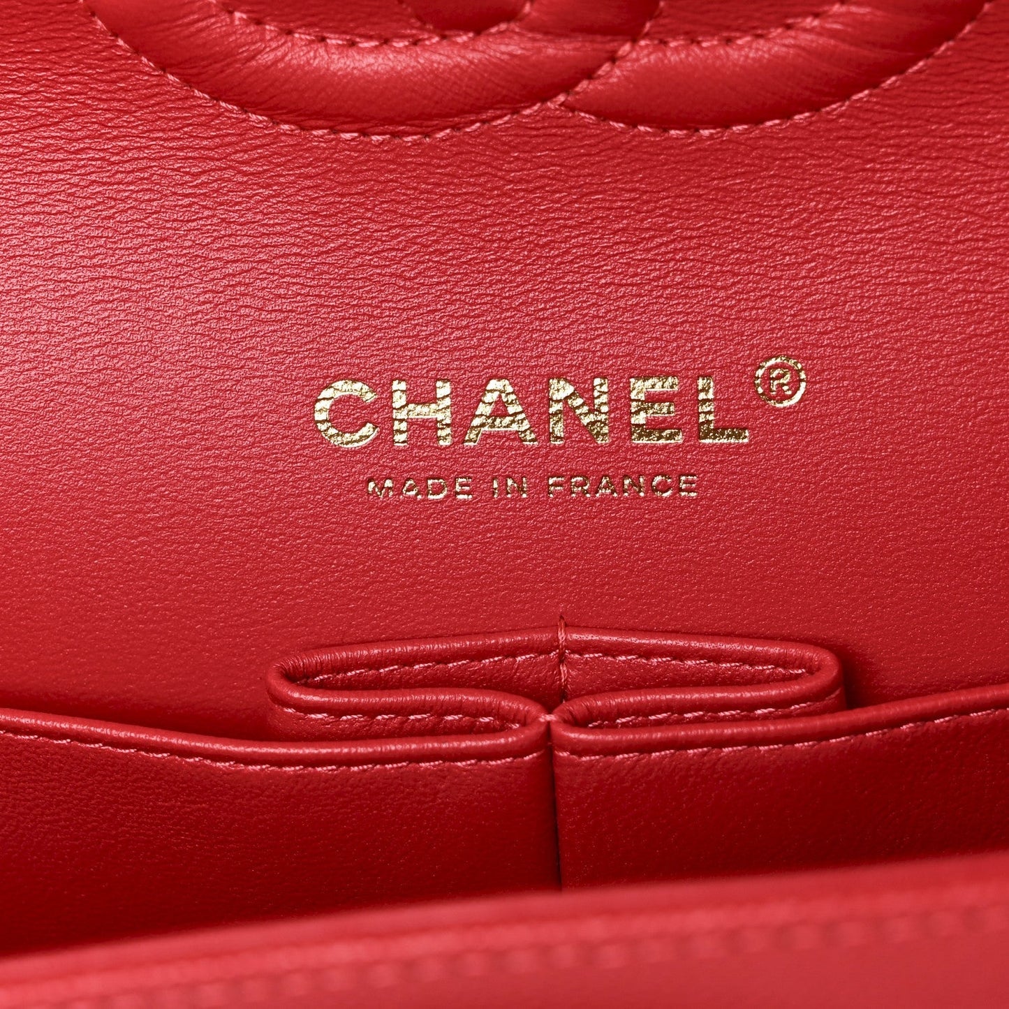 Caviar Quilted Medium Double Flap Red