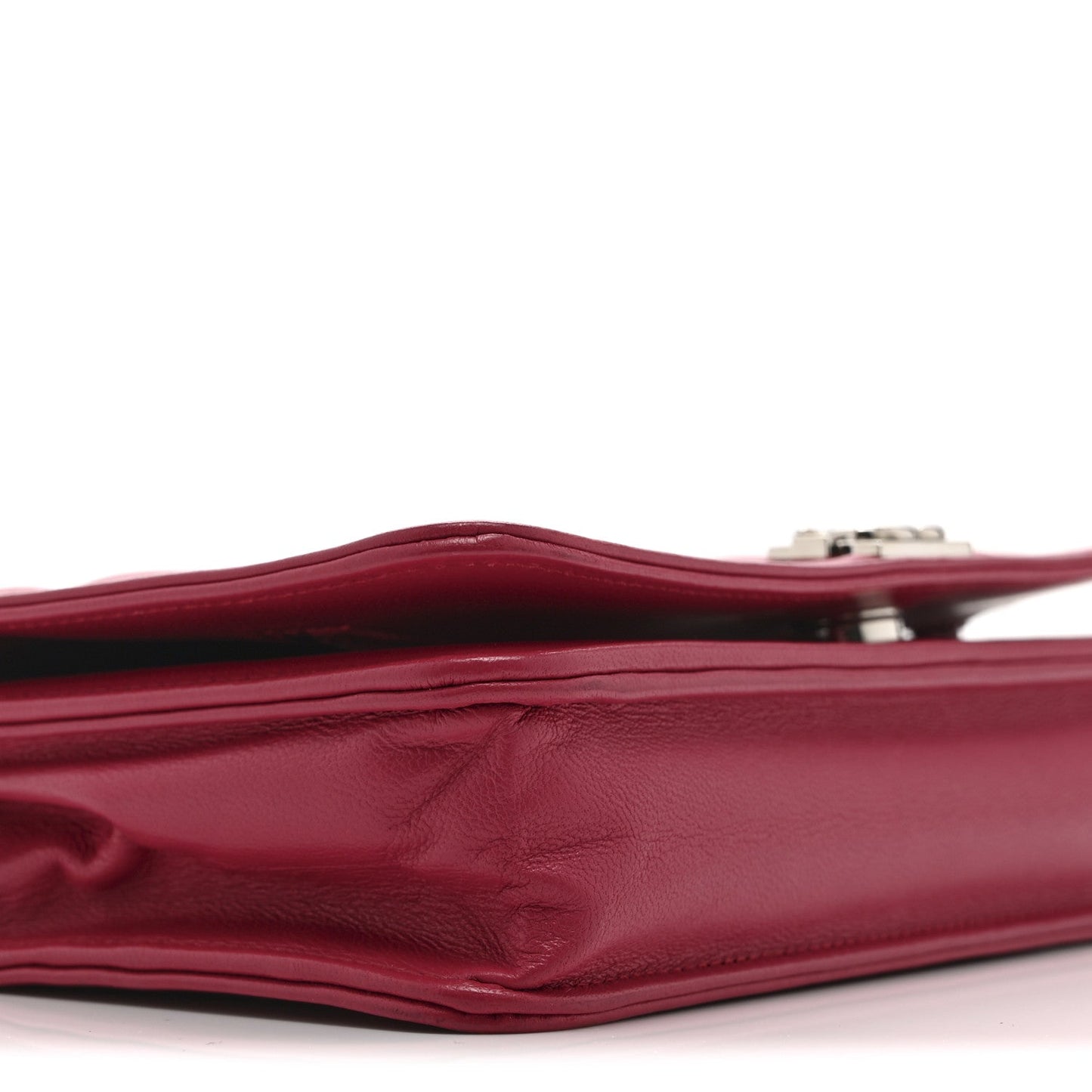 Lambskin Quilted Boy Wallet On Chain WOC Dark Fuchsia