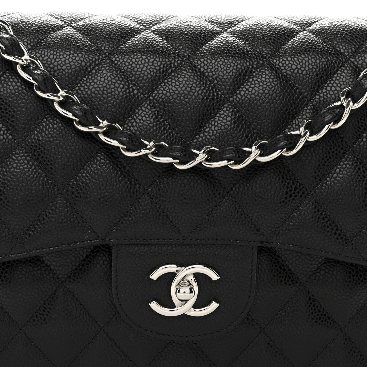Caviar Quilted Jumbo Double Flap Black