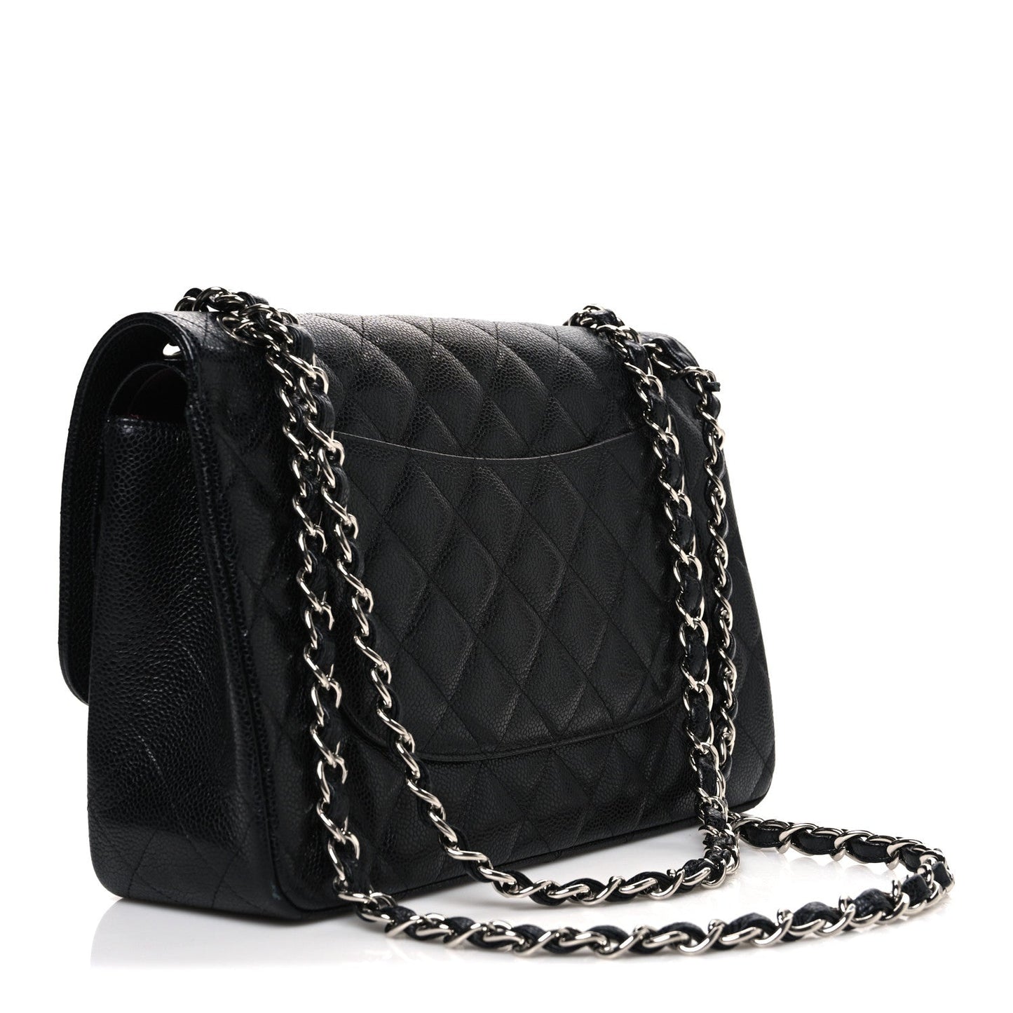 Caviar Quilted Jumbo Double Flap Black