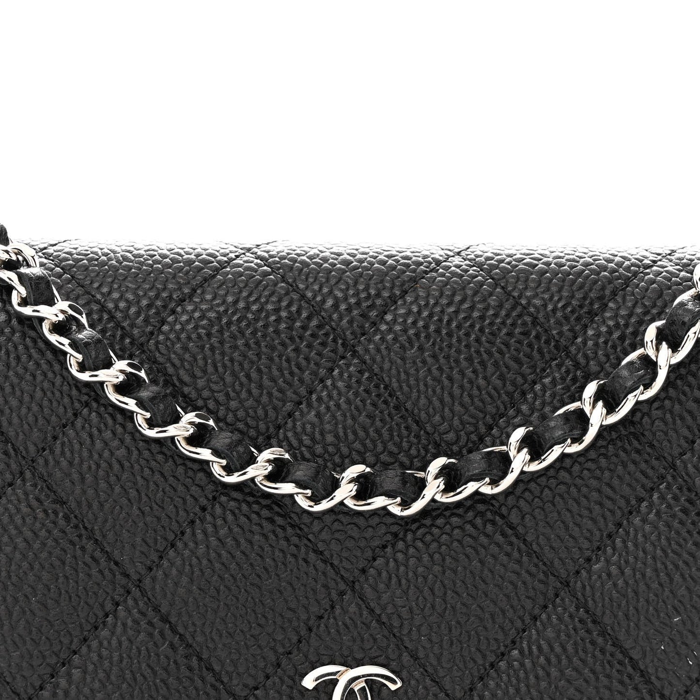 Caviar Quilted Wallet on Chain WOC Black