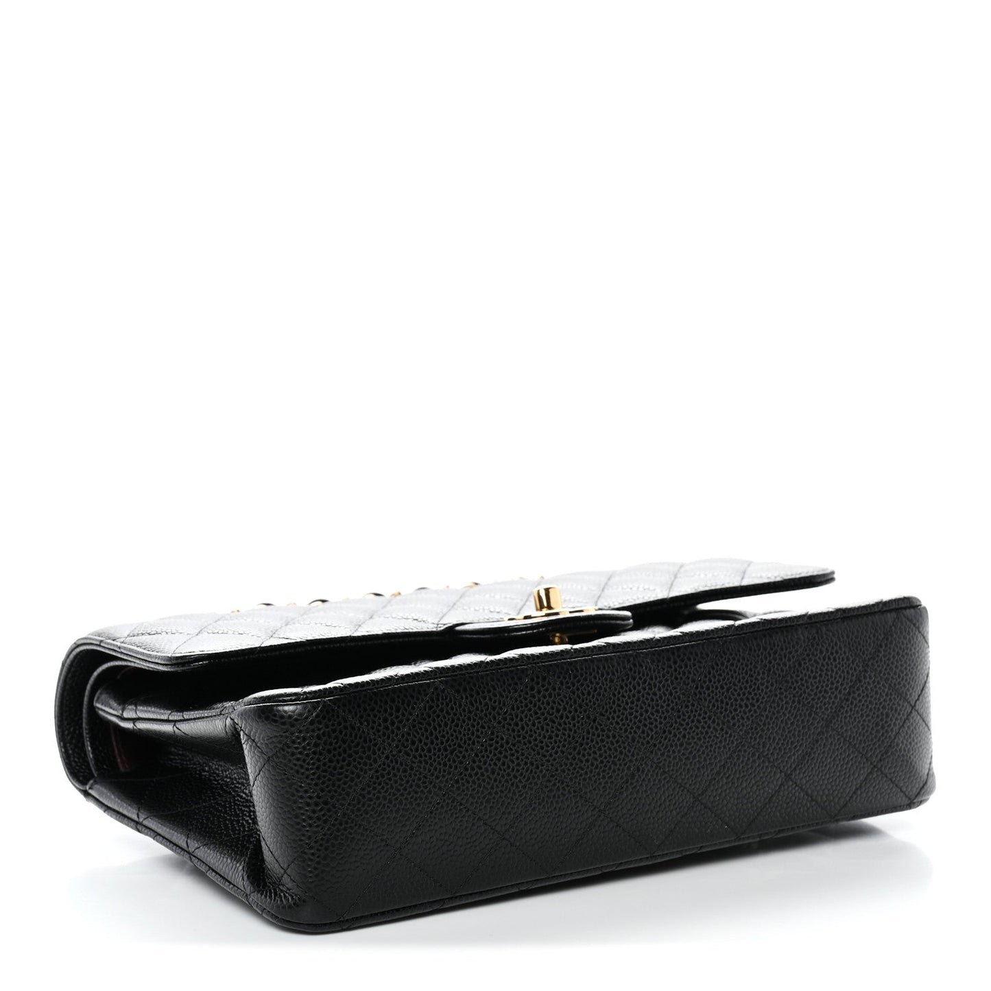 Caviar Quilted Medium Double Flap Black