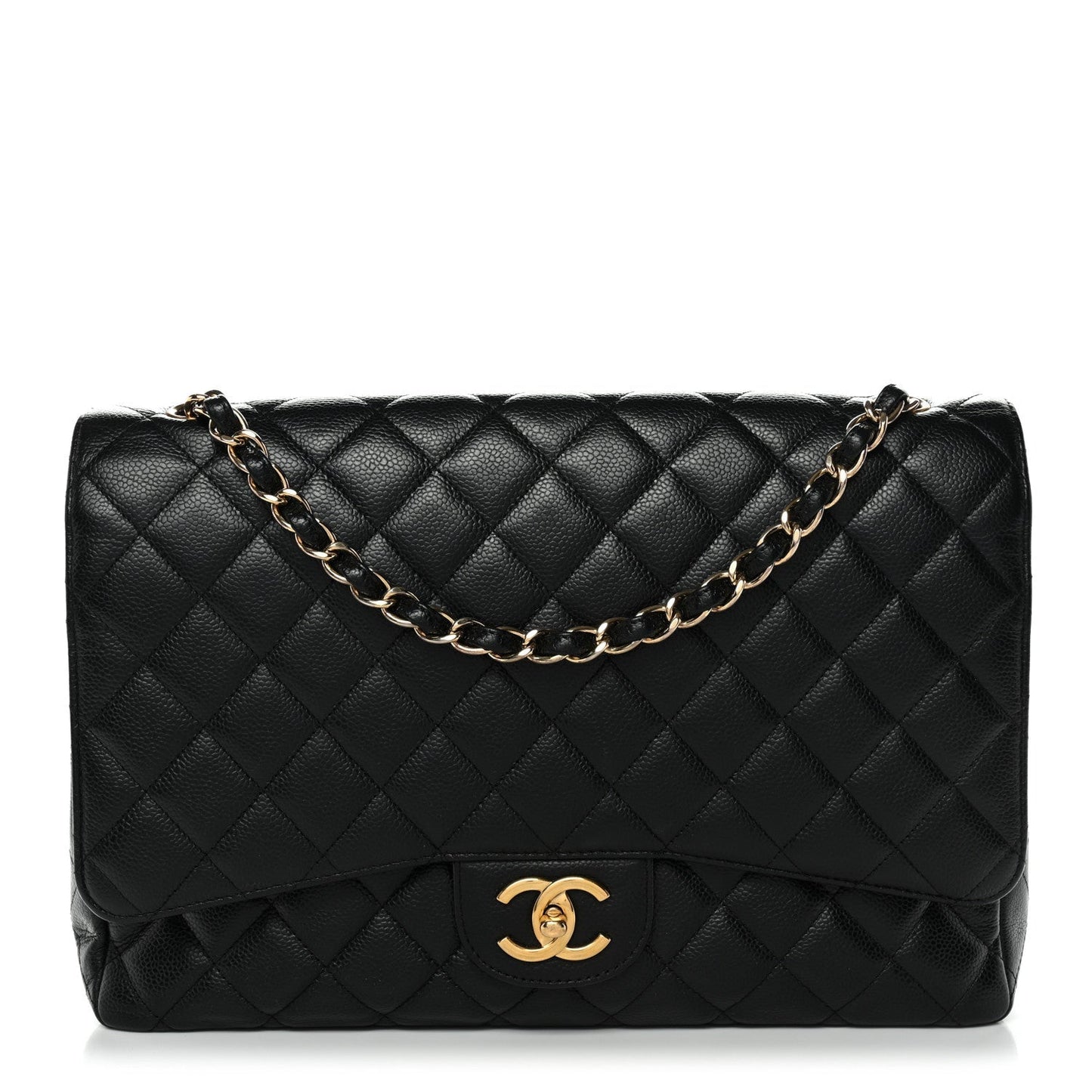 Caviar Quilted Maxi Double Flap Black