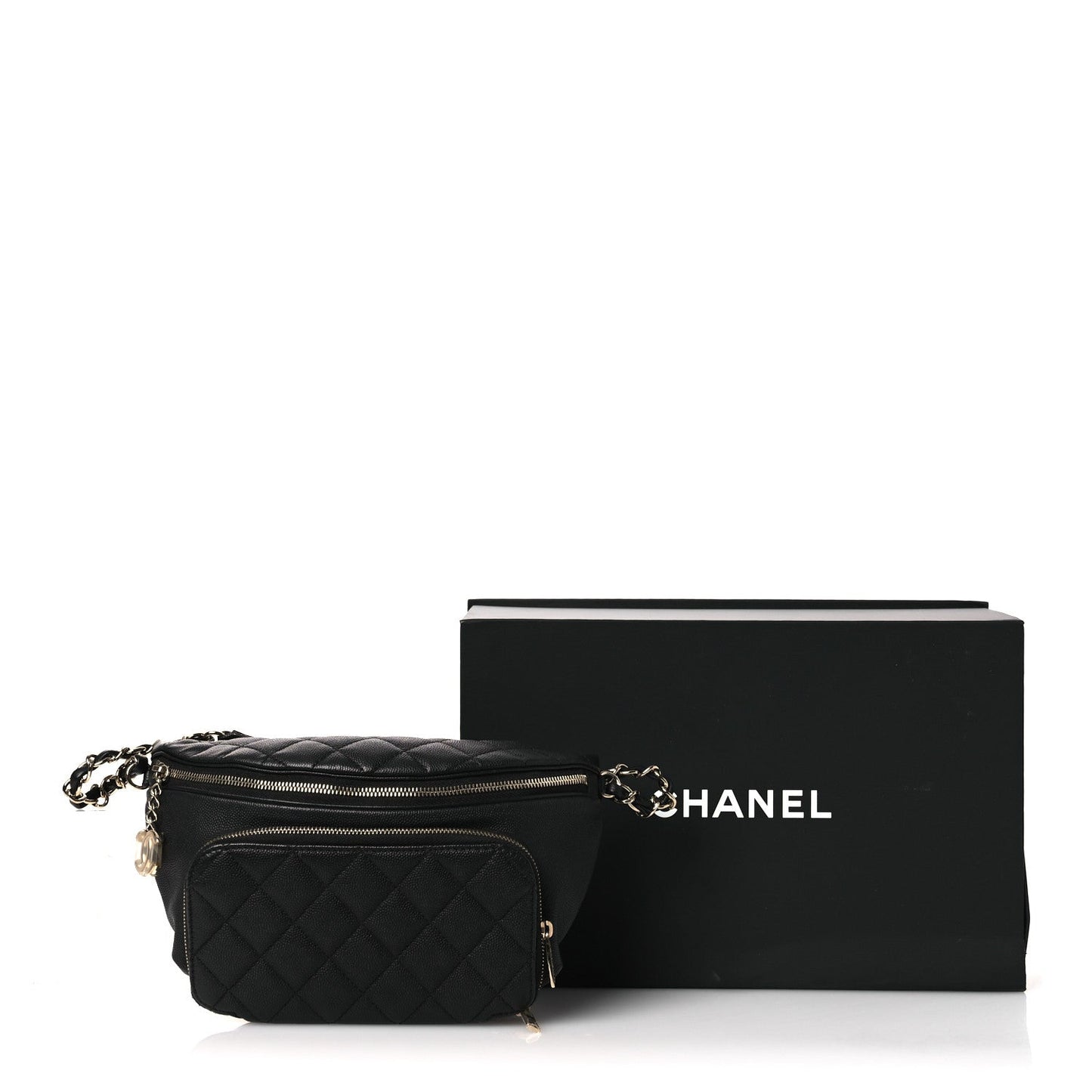 Caviar Quilted Business Affinity Waist Belt Bag Black