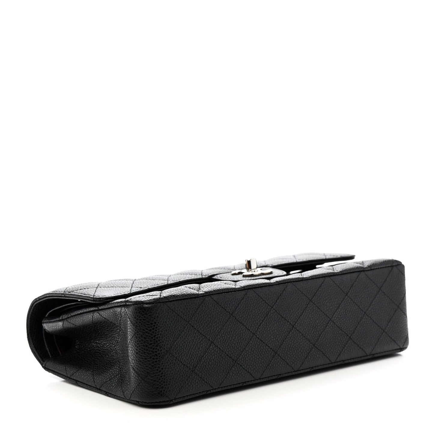 Caviar Quilted Medium Double Flap Black