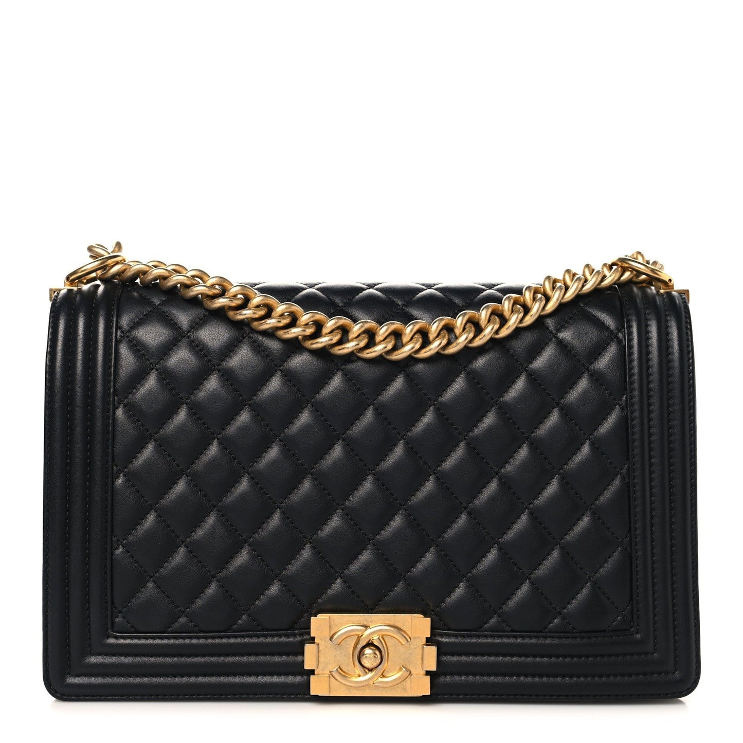 Lambskin Quilted New Medium Boy Flap Black