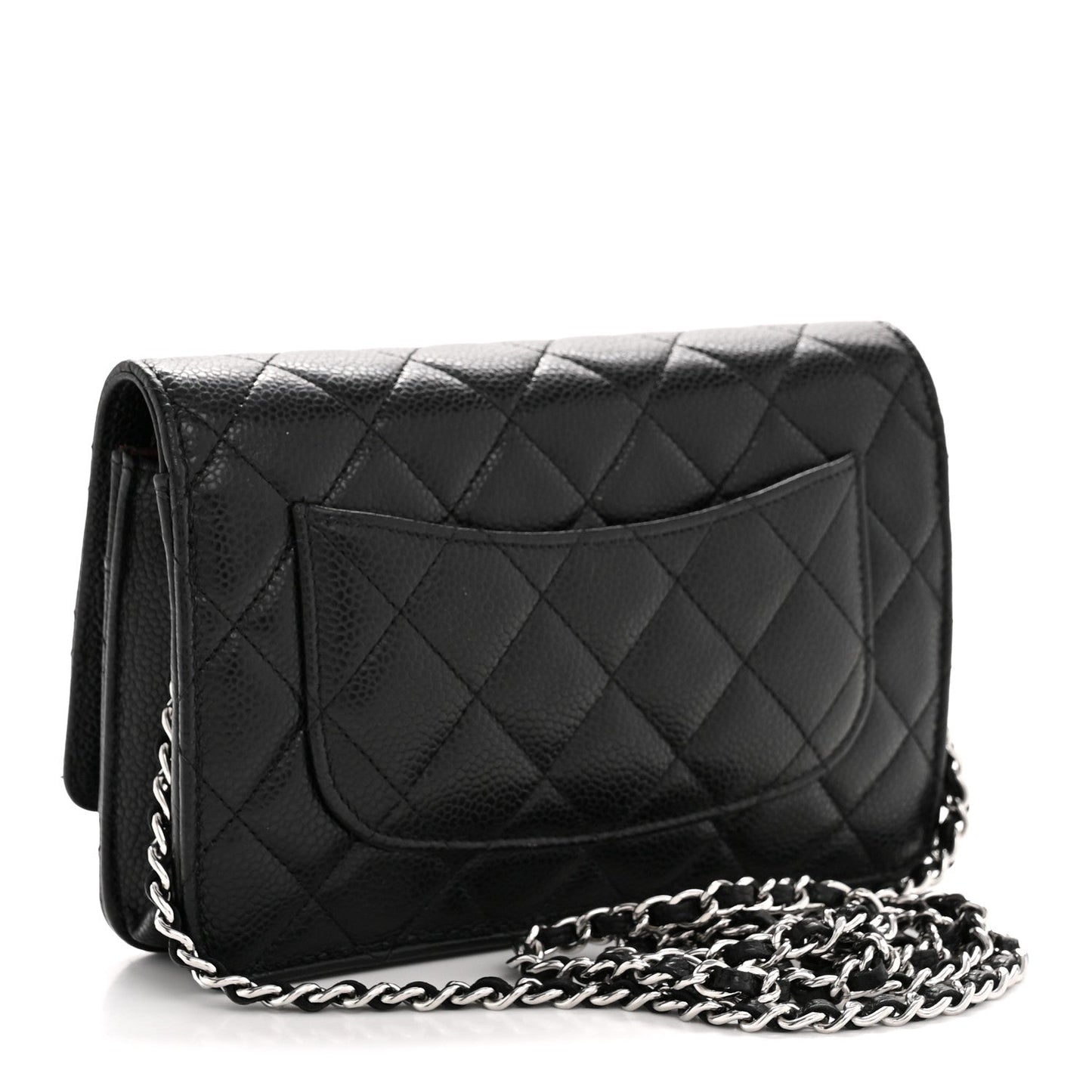 Caviar Quilted Wallet on Chain WOC Black