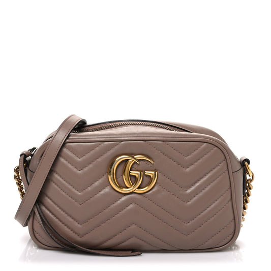 Calfskin Matelasse Small GG Marmont Chain Shoulder Bag Porcelain Rose