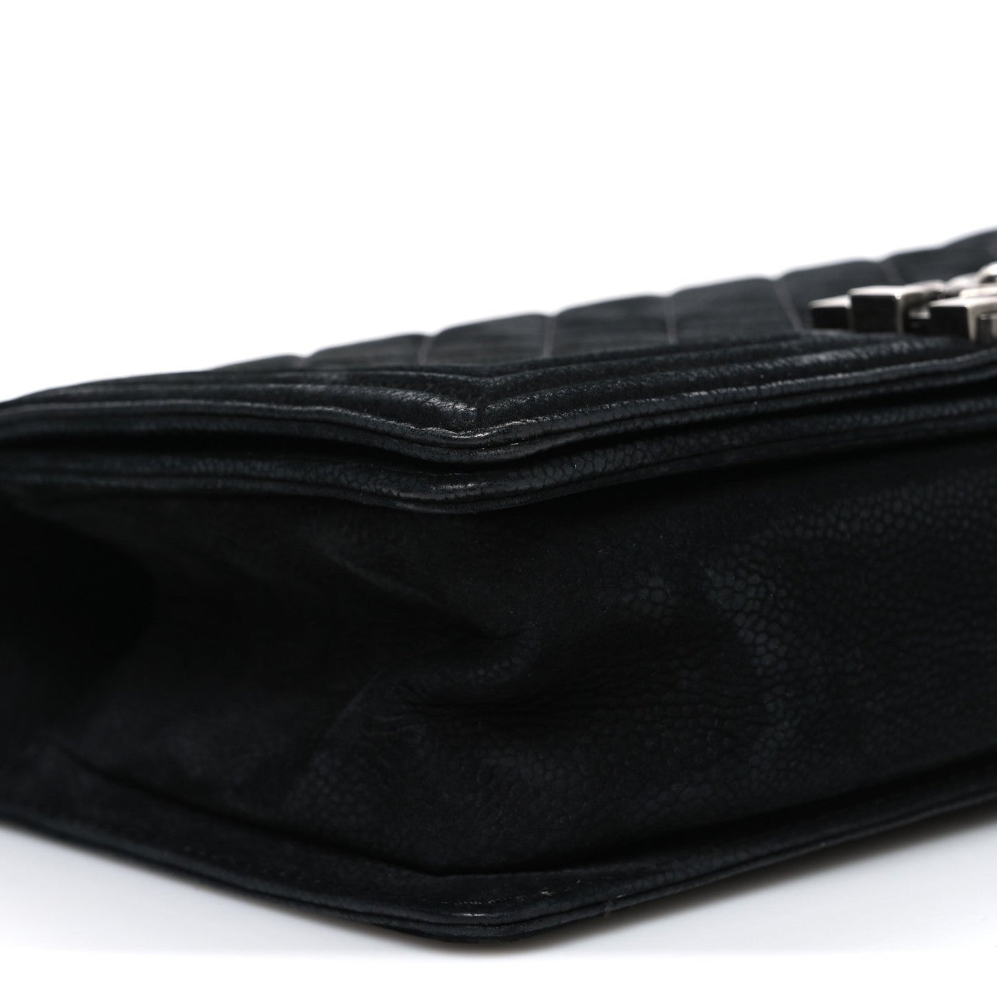 Bullskin Suede Caviar Quilted Medium Boy Flap Black