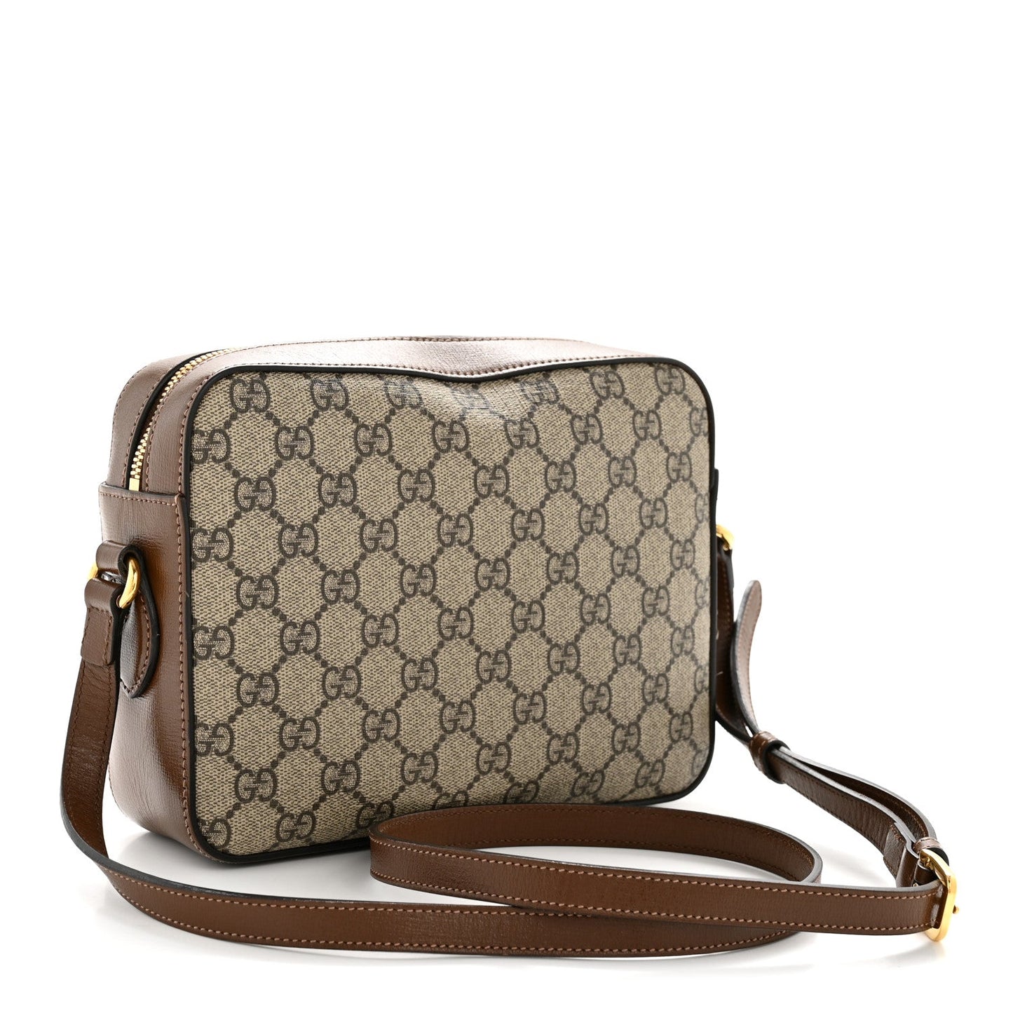 GG Supreme Monogram Small Horsebit 1955 Shoulder Bag Beige Brown Sugar
