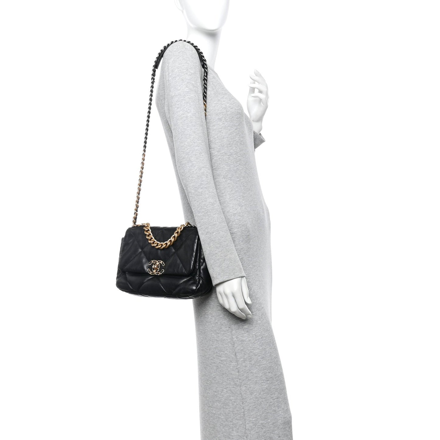 Lambskin Quilted Medium Chanel 19 Flap Black