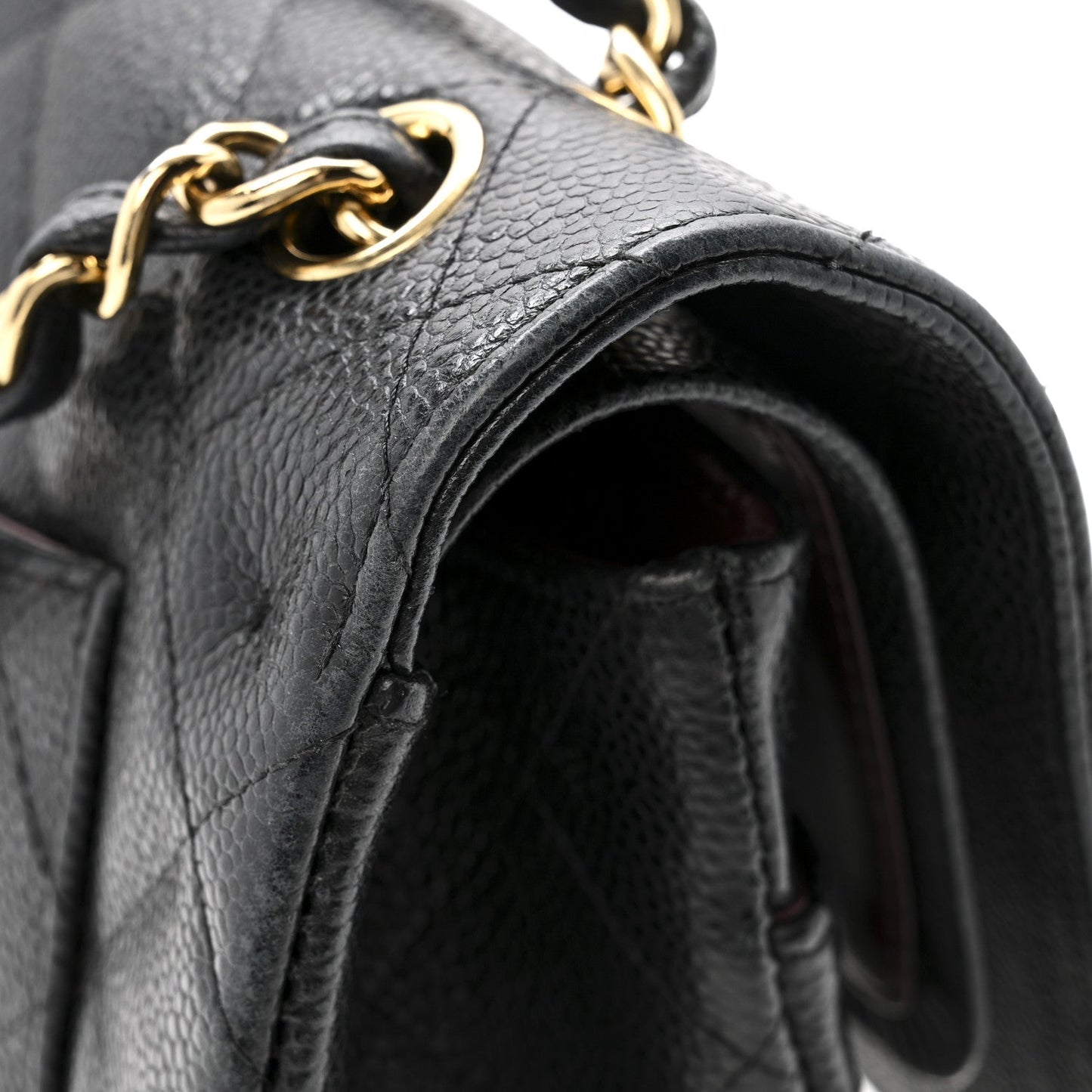 Caviar Quilted Jumbo Double Flap Black