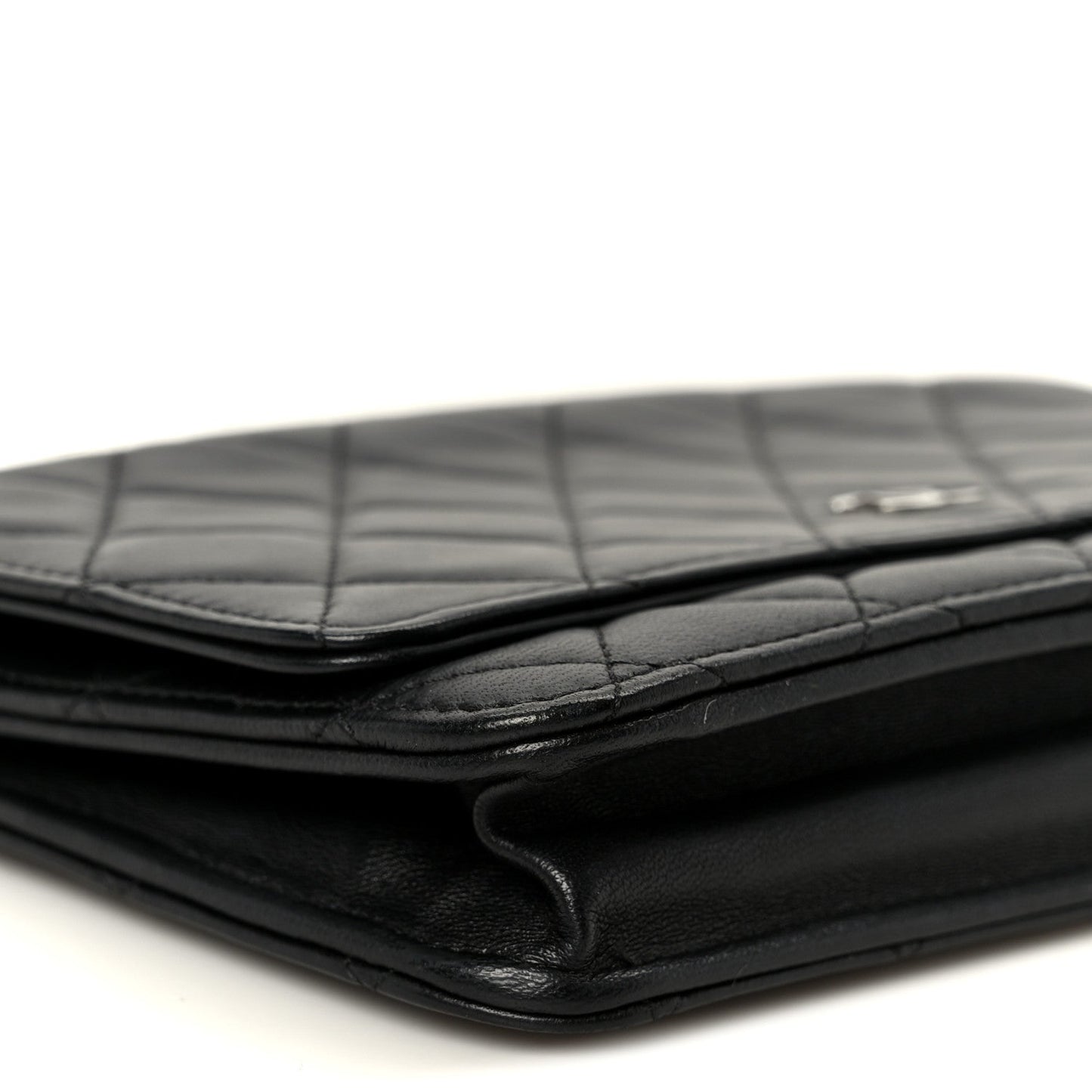 Lambskin Quilted Wallet On Chain WOC Black