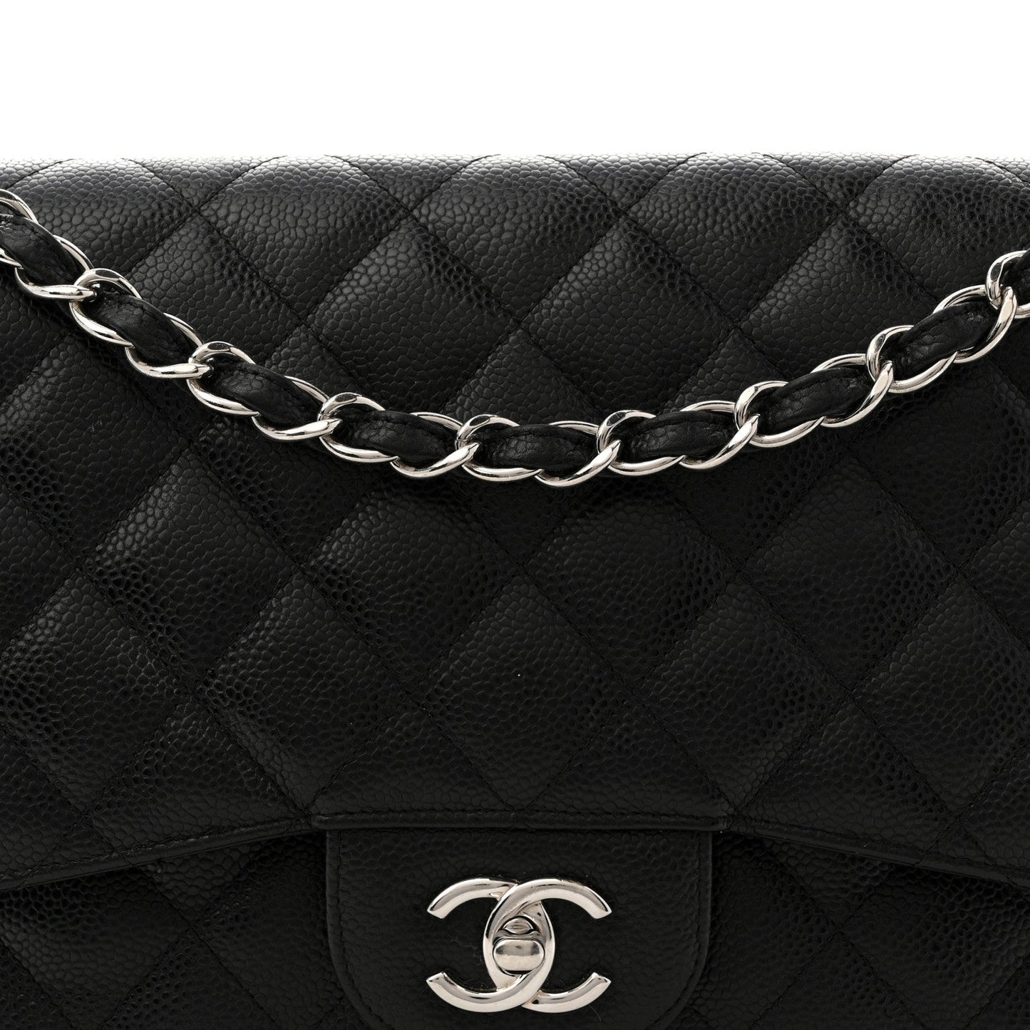 Caviar Quilted Jumbo Double Flap Black