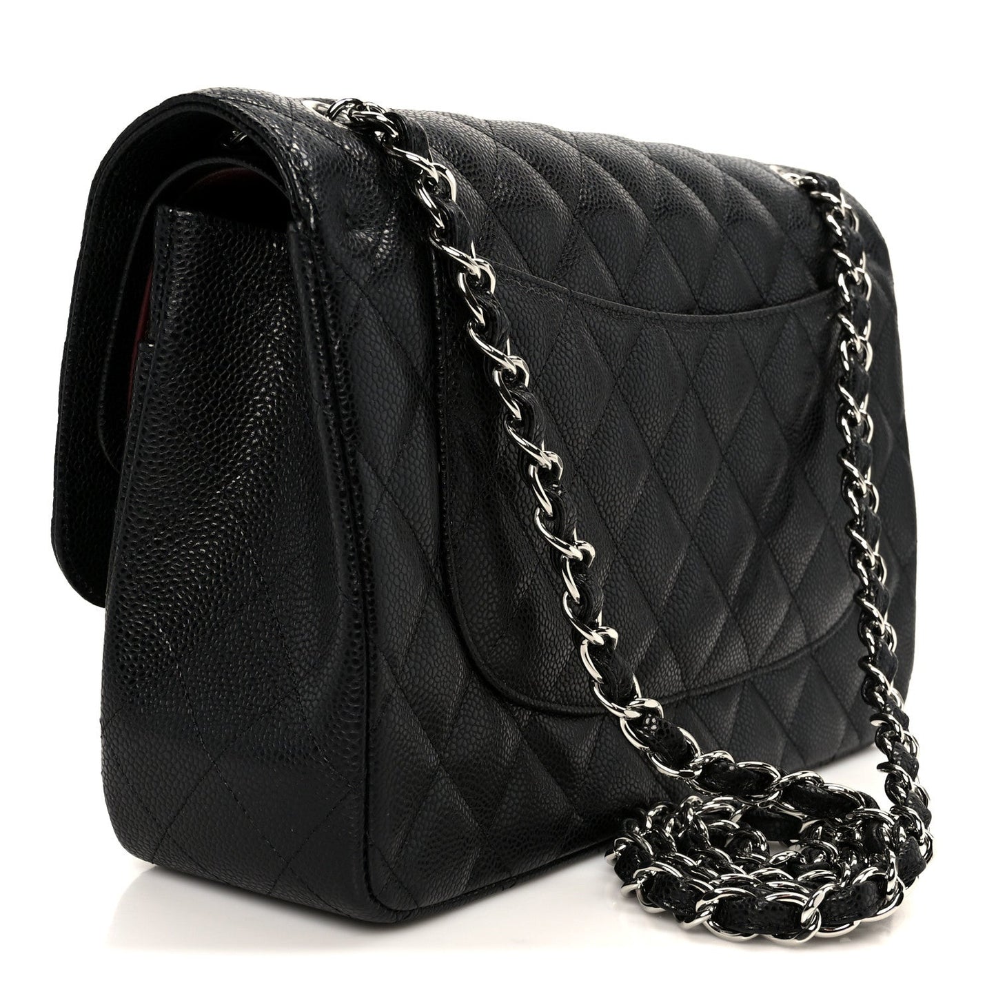 Caviar Quilted Jumbo Double Flap Black
