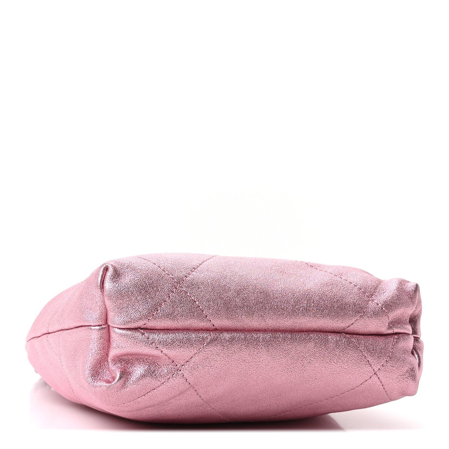 Metallic Lambskin Lacquered Monochrome Quilted Mini Chanel 22 Pink