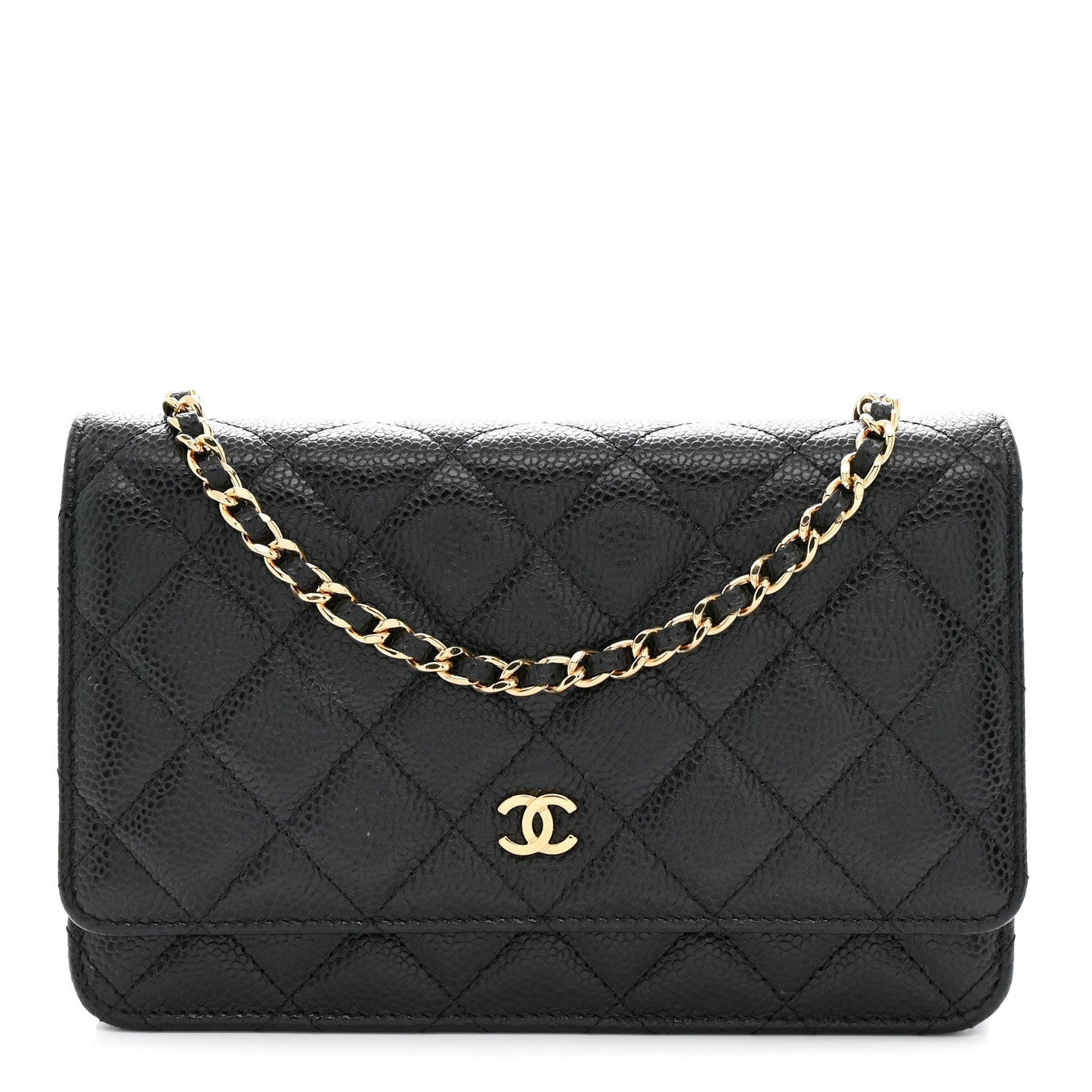 Caviar Quilted Wallet on Chain WOC Black