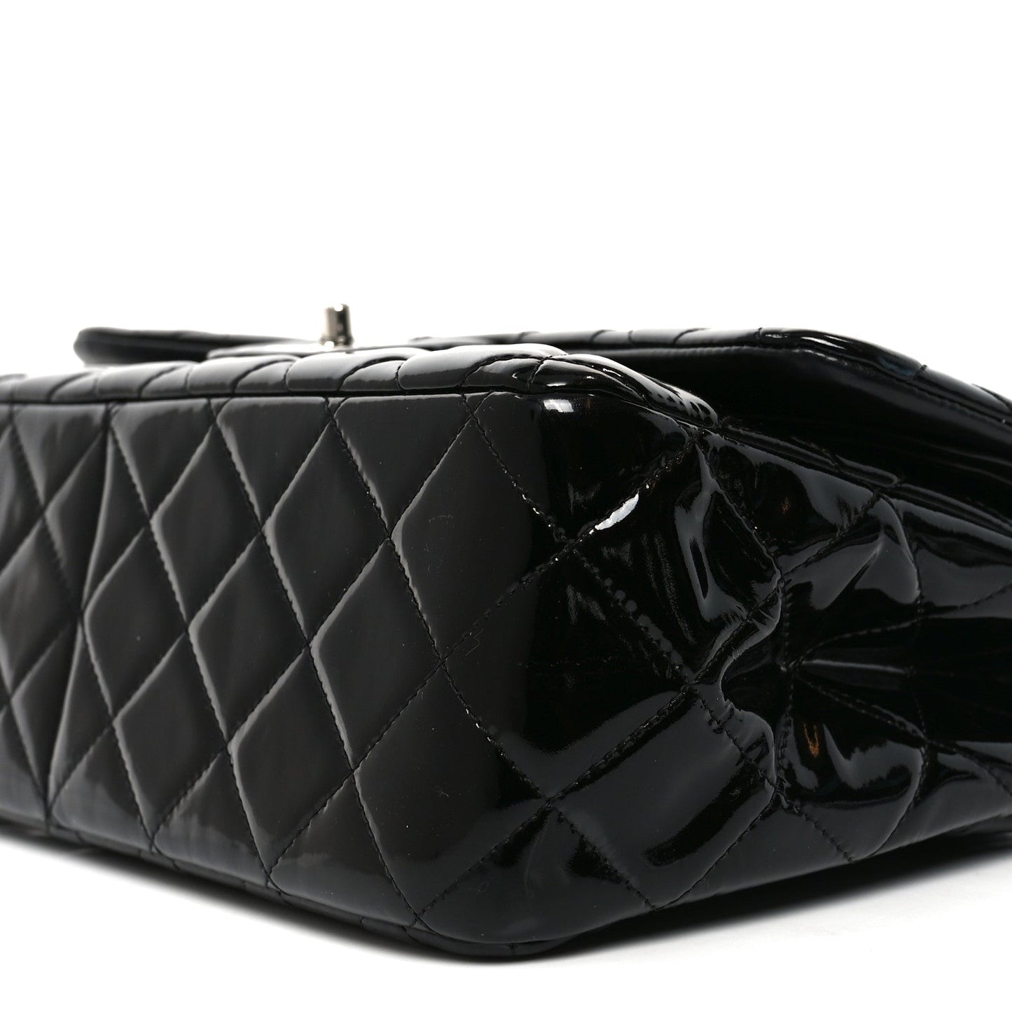 Patent Quilted Jumbo Double Flap Black