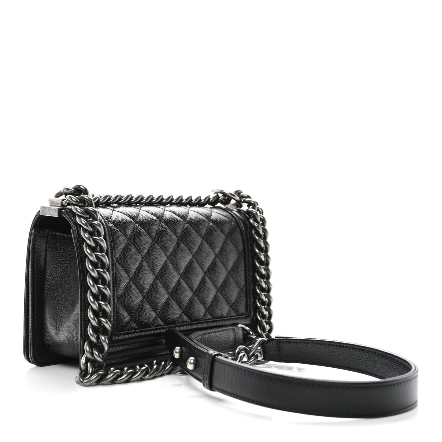 Caviar Quilted Small Boy Flap Black