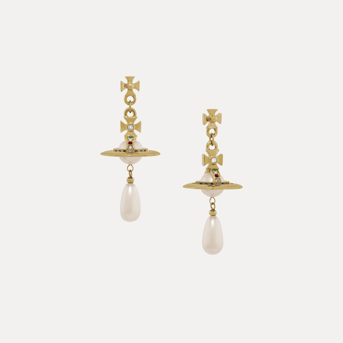 Vivienne Westwood One Row Pearl Drop Choker Necklace Earrings