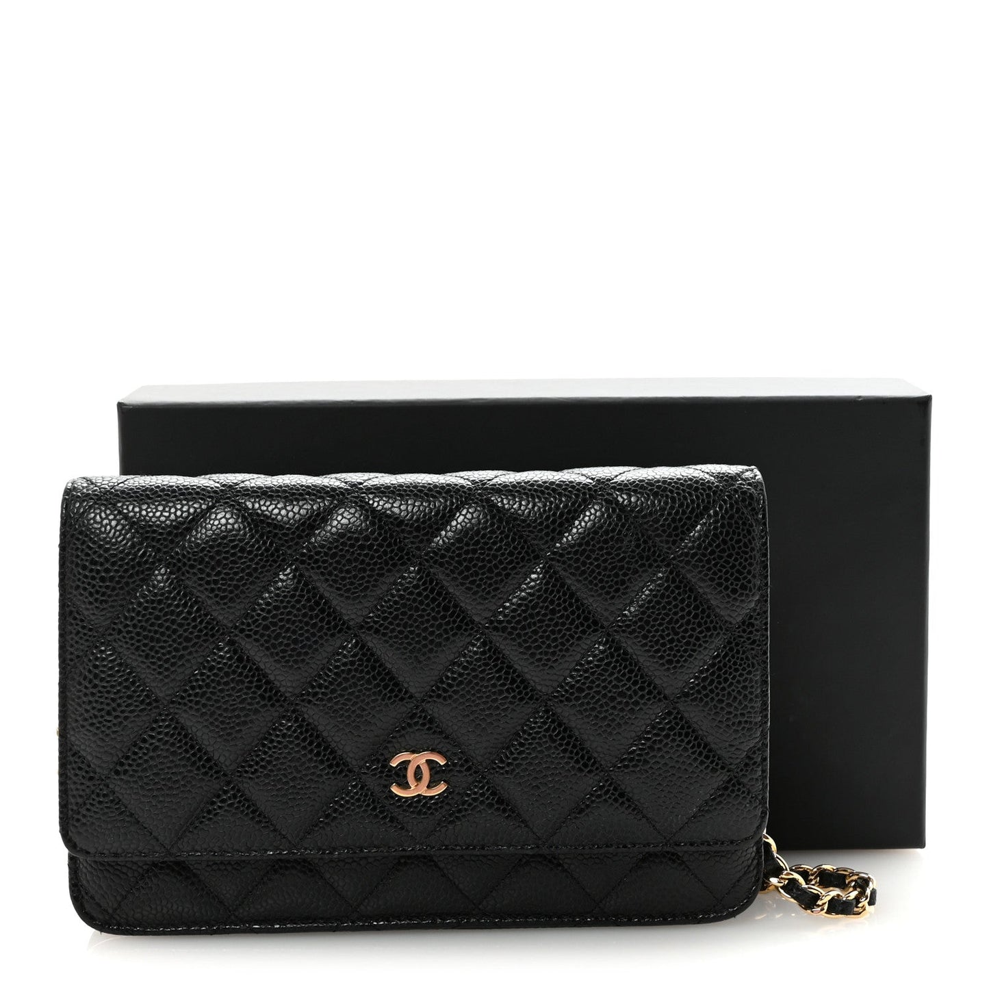 Caviar Quilted Wallet On Chain WOC Black