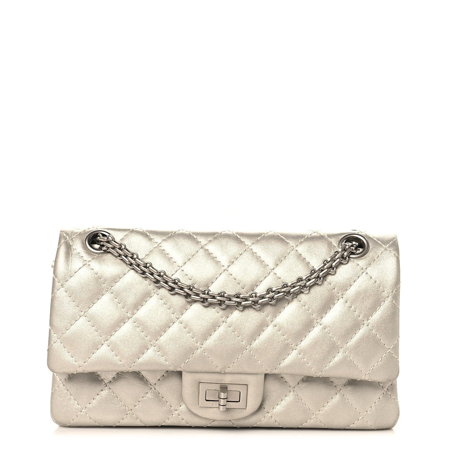 Metallic Lambskin Quilted 2.55 Reissue 225 Flap Silver