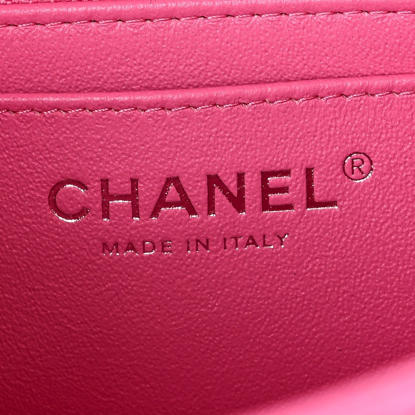 Lambskin Quilted Mini Rectangular Flap Neon Pink