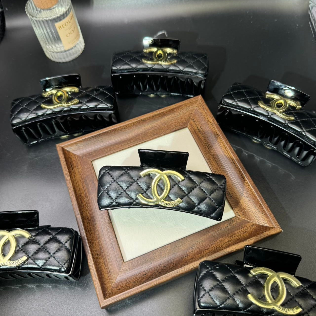 Chanel Black Leather Hair Claw