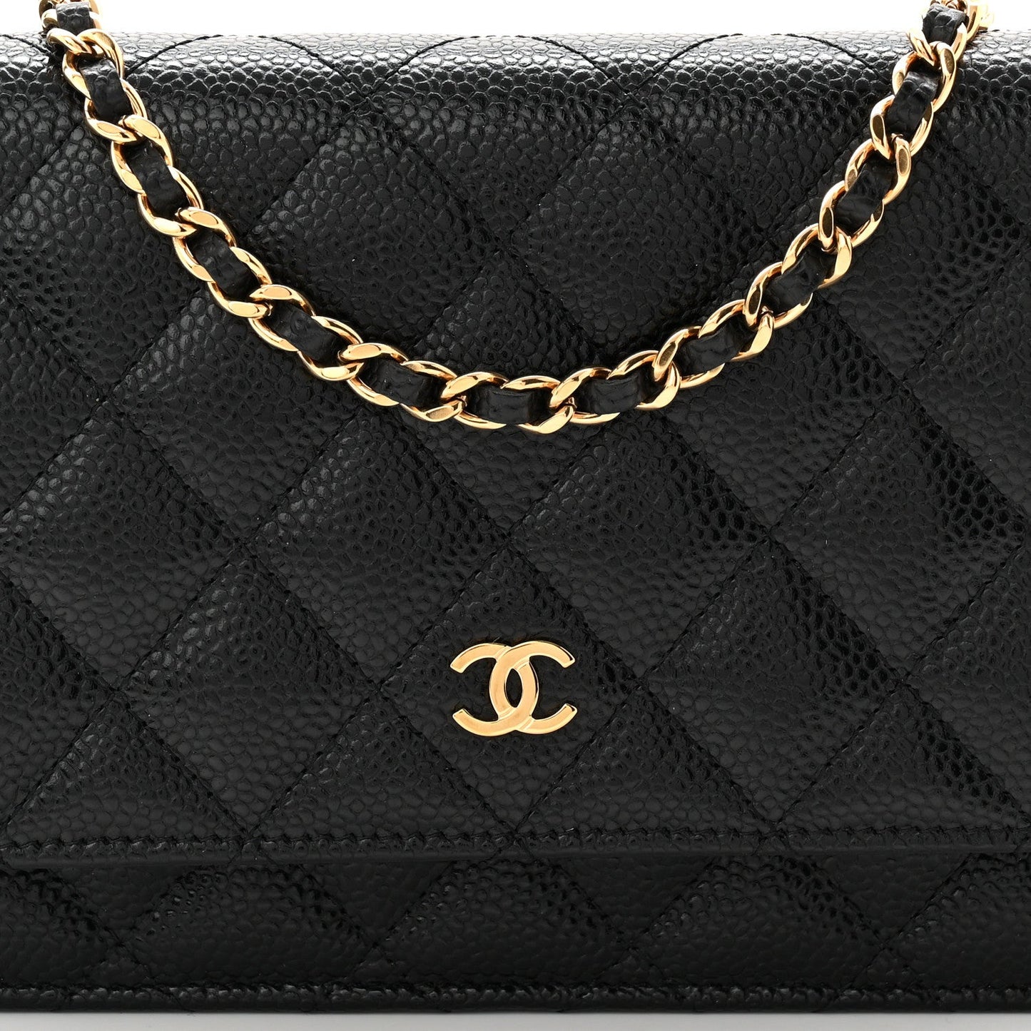 Caviar Quilted Wallet on Chain WOC Black