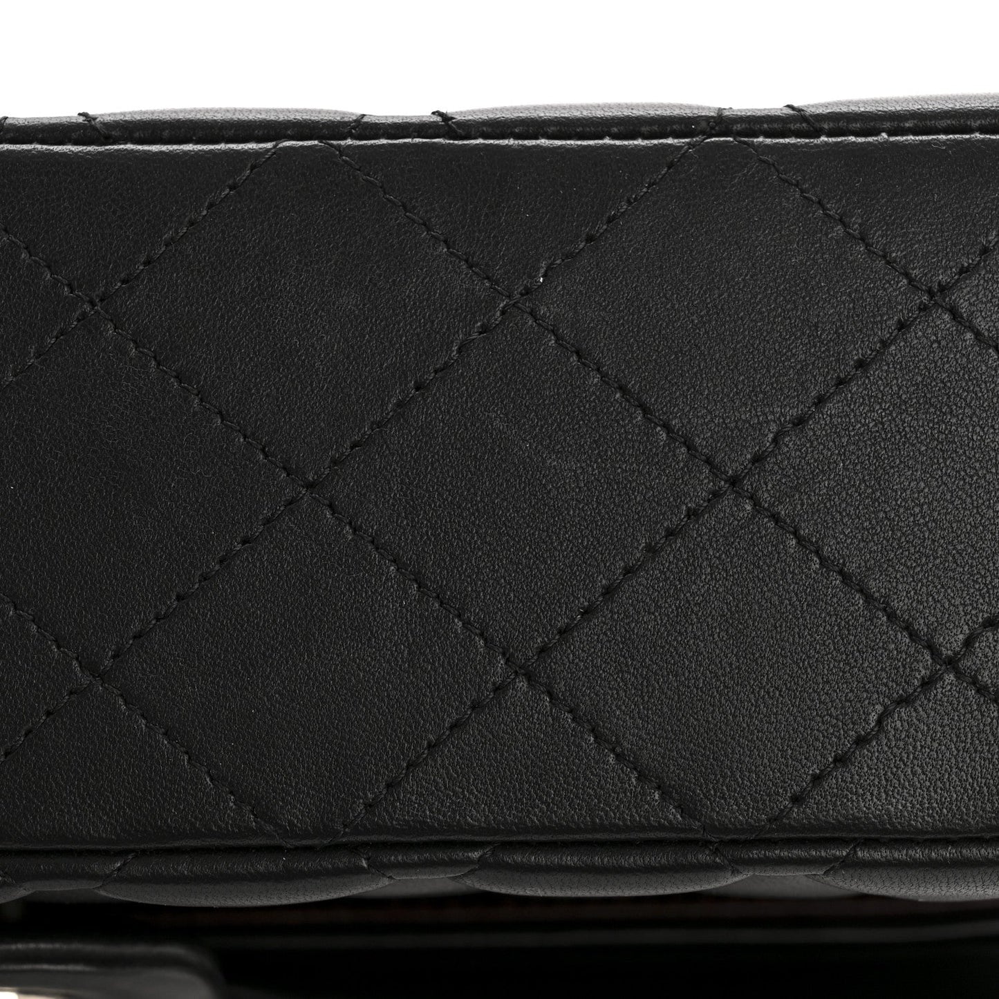 Lambskin Quilted Medium Double Flap Black