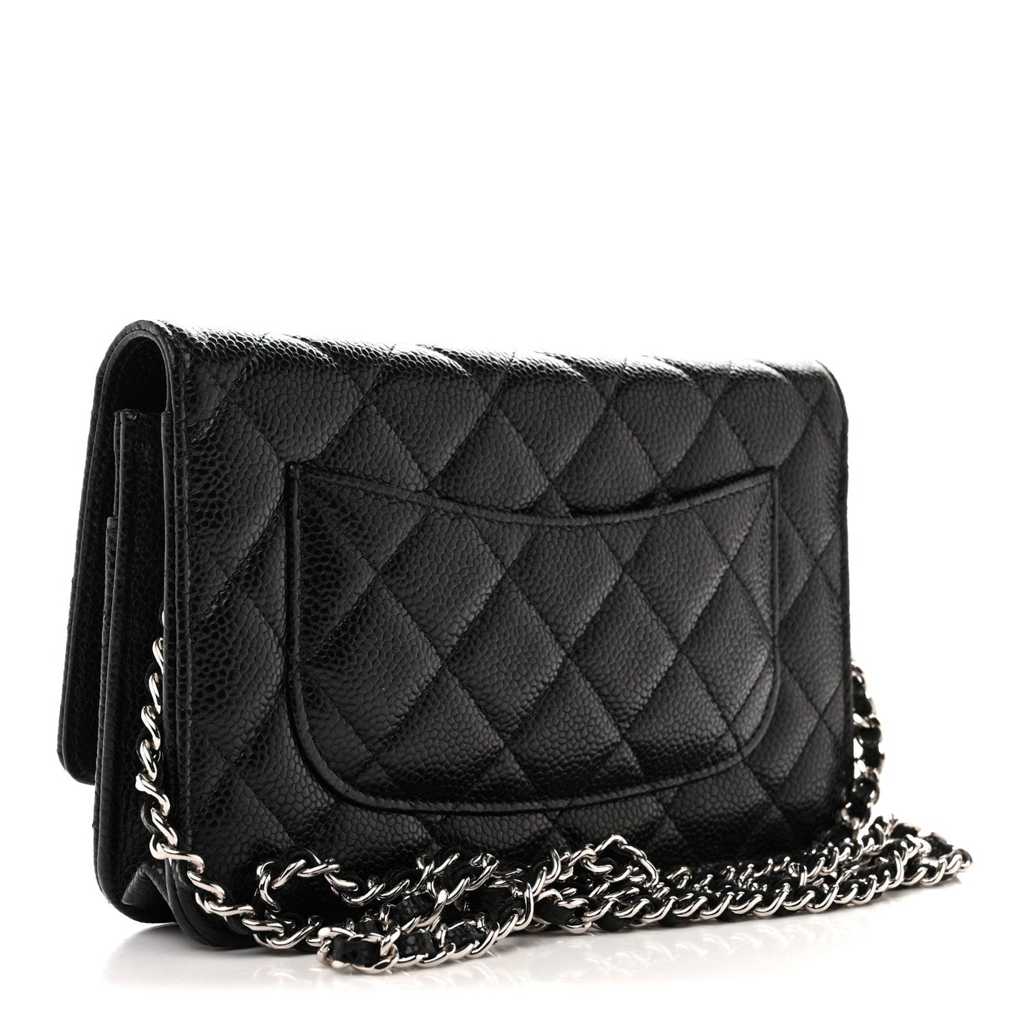 Caviar Quilted Wallet on Chain WOC Black